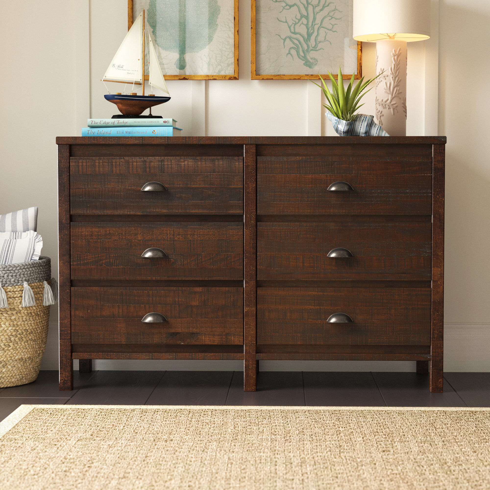 Camaflexi BJ410 Baja Walnut Pine 6 -Drawer Standard dresser