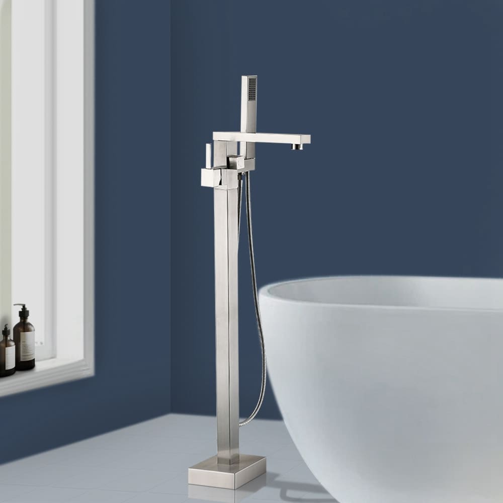 Topcraft FF011BN Brushed nickel 1-handle Freestanding Low-arc Bathtub Faucet with Hand Shower