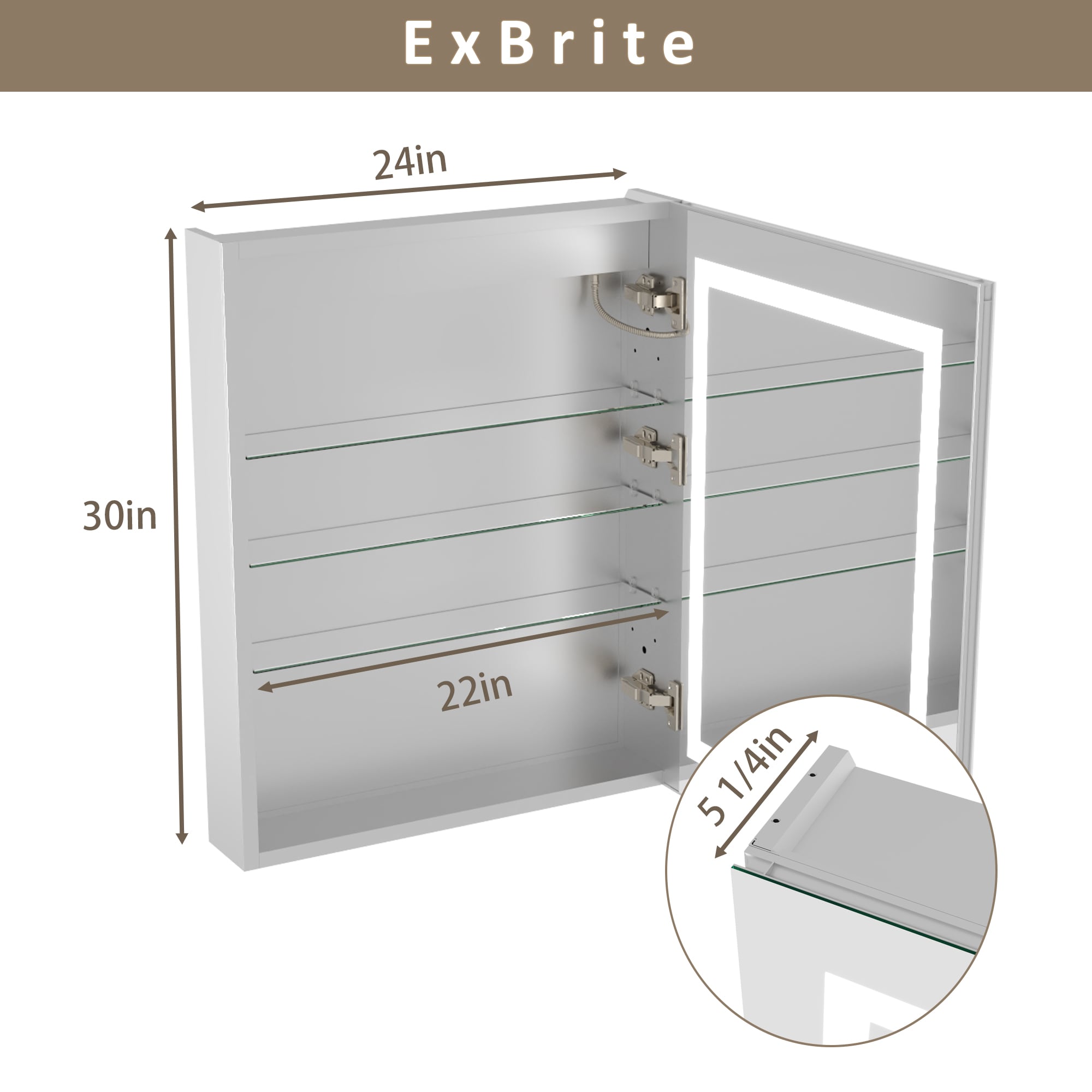 ExBrite DHMC2430V3R Bathroom-Medicine-Cabinets - View #3