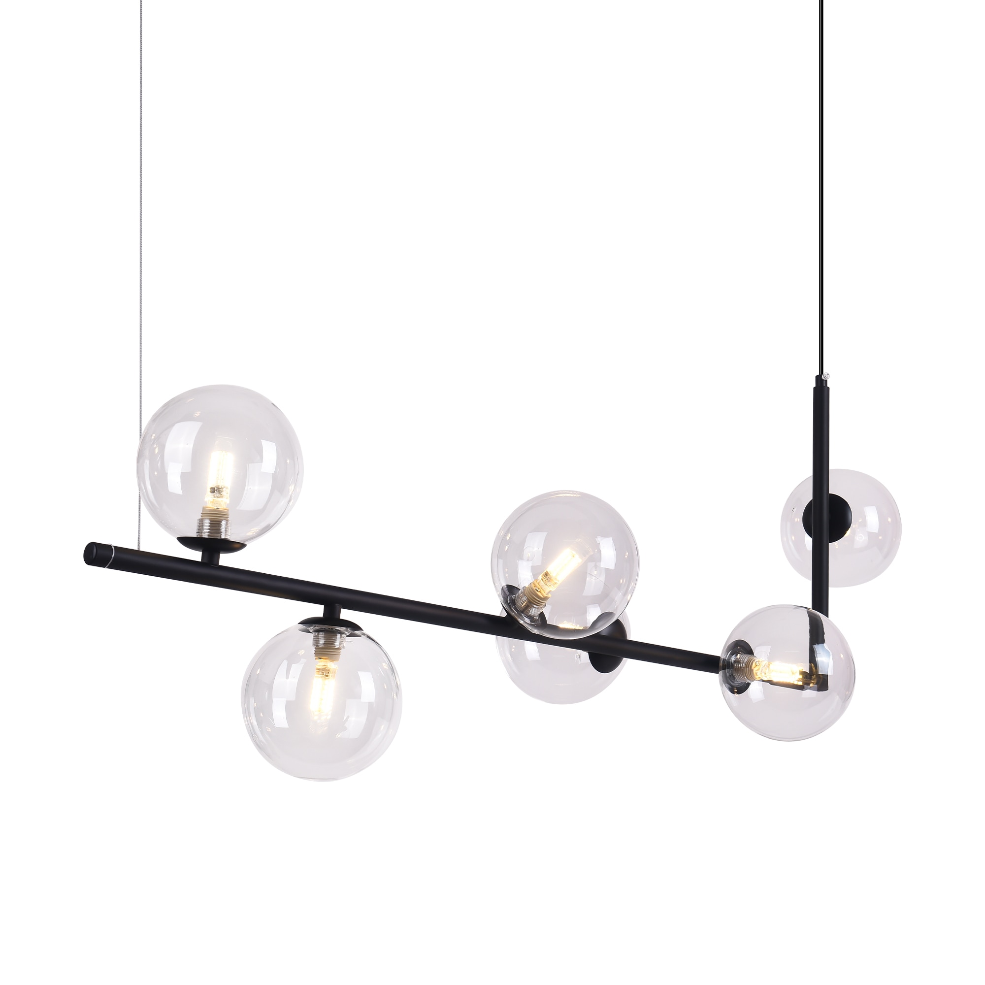Rennnsan Elaine 6-Light Matte Black Mid-century Clear Glass