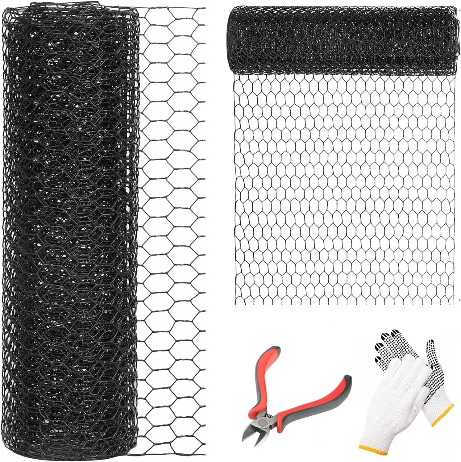 Anqtovp  Half Inch Black Wire Mesh Roll 36 Inch x 50 Foot PVC Coated 20 Gauge Hardware Cloth for Chicken Fence Garden Animal Barrier Rabbit Coop
