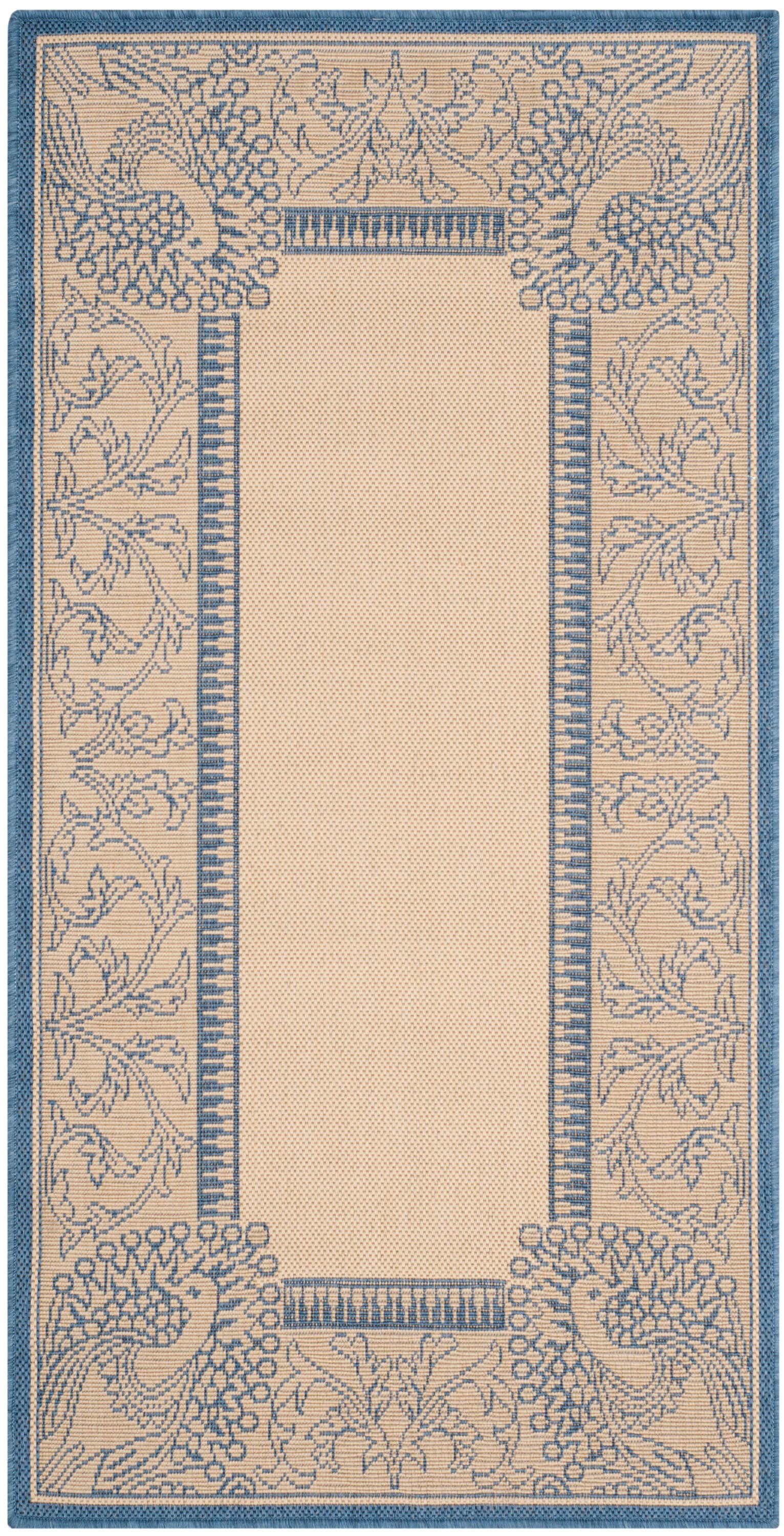 Courtyard Cy2965-3101 Natural / Blue 2in-7ft x 5in Rug