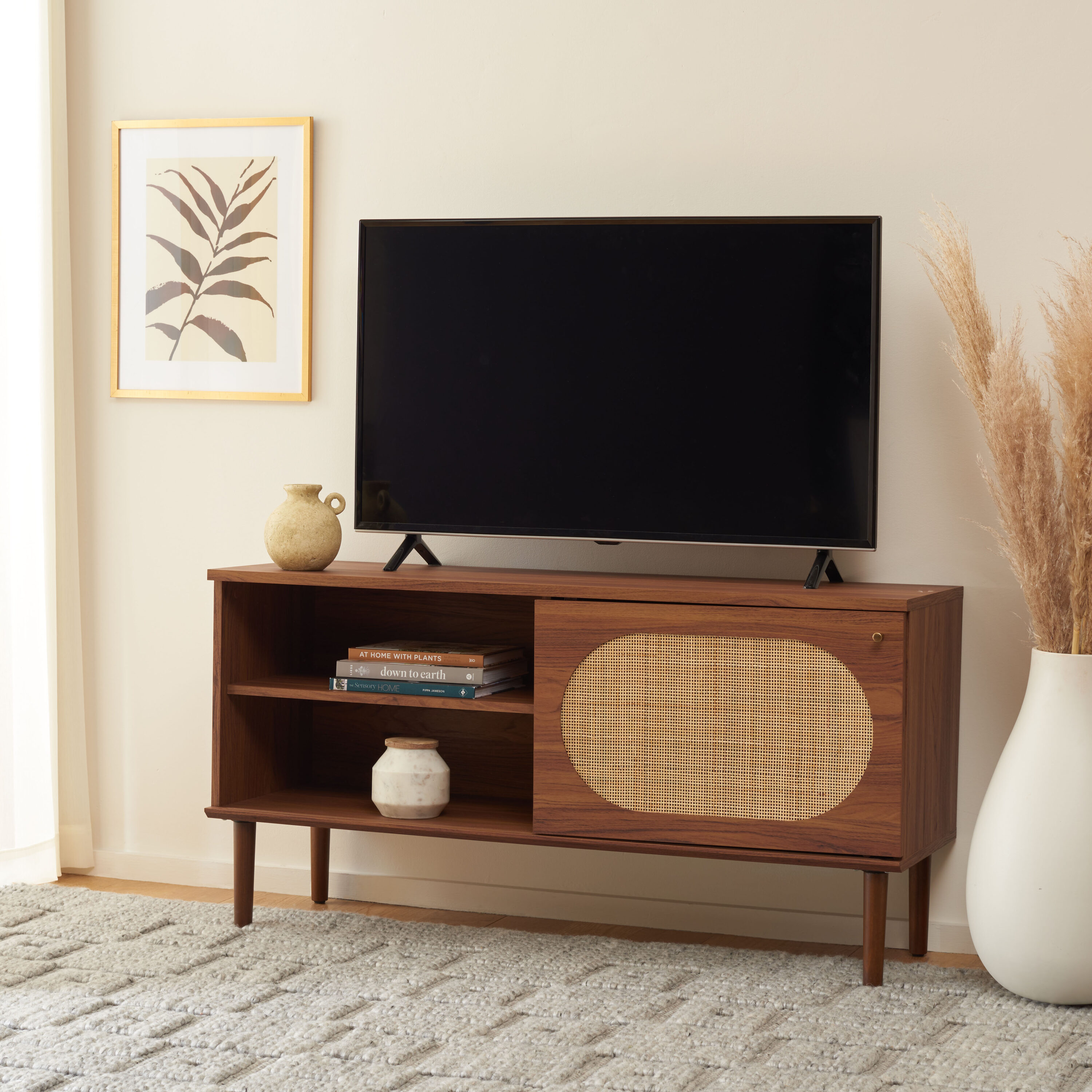 Safavieh MED9609A Claude Walnut Coastal MDF Media Cabinet