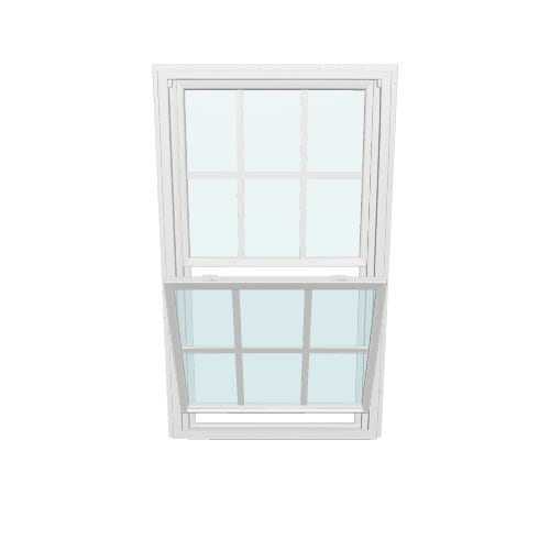 RELIABILT 150 Series New Construction 35-1/2-in x 35-1/2-in x 3-1/4-in Jamb White Vinyl Low-e Argon Single Hung Window with Grids Half Screen Included