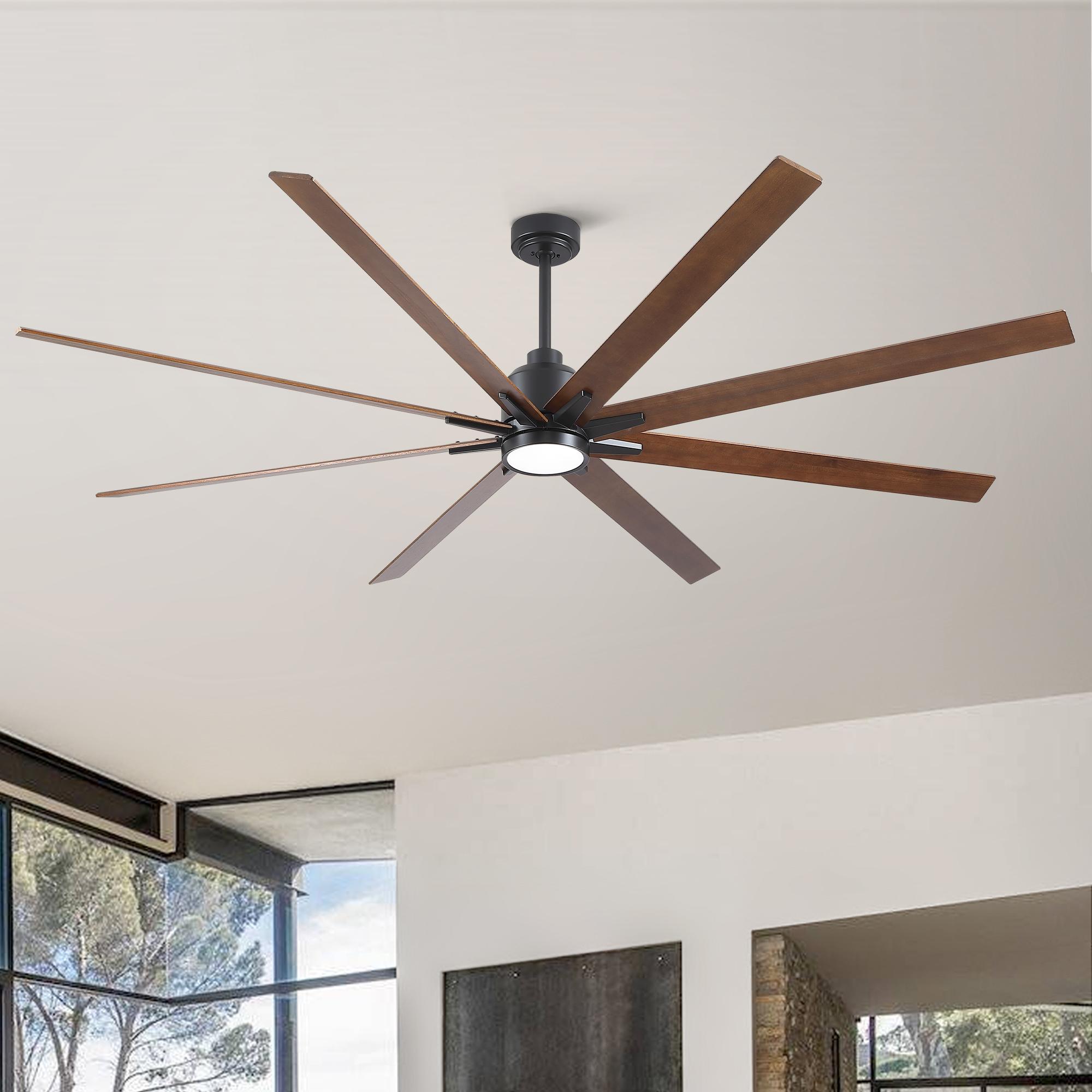 Bayfeve BFYH-47080-CF Adjustable Speed 84-in Color-Changing Integrated LED Outdoor Black with Plywood Blades Ceiling Fan With Light - Remote Included ( 8 -Blade )