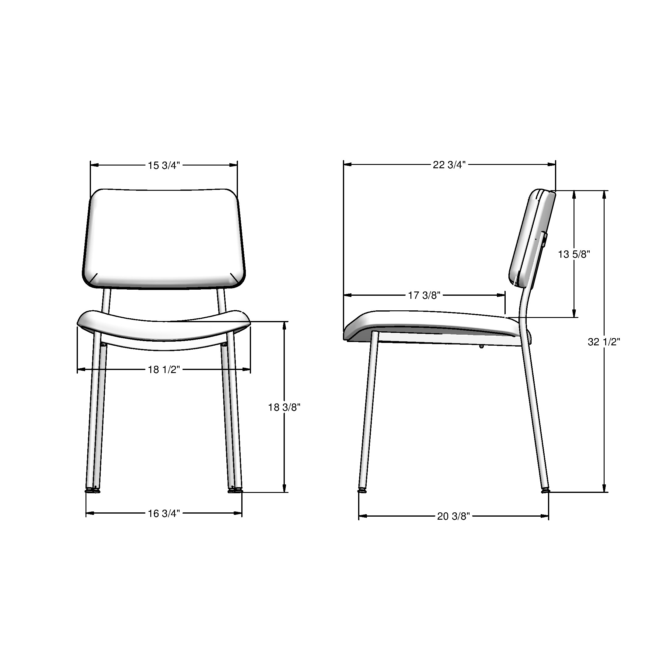 High Back Black Polyester and Bronze Metal Side Chair