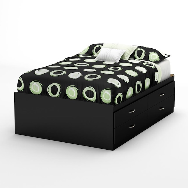 Full Captains Bed Pure Black South Shore Furniture Step One Collection