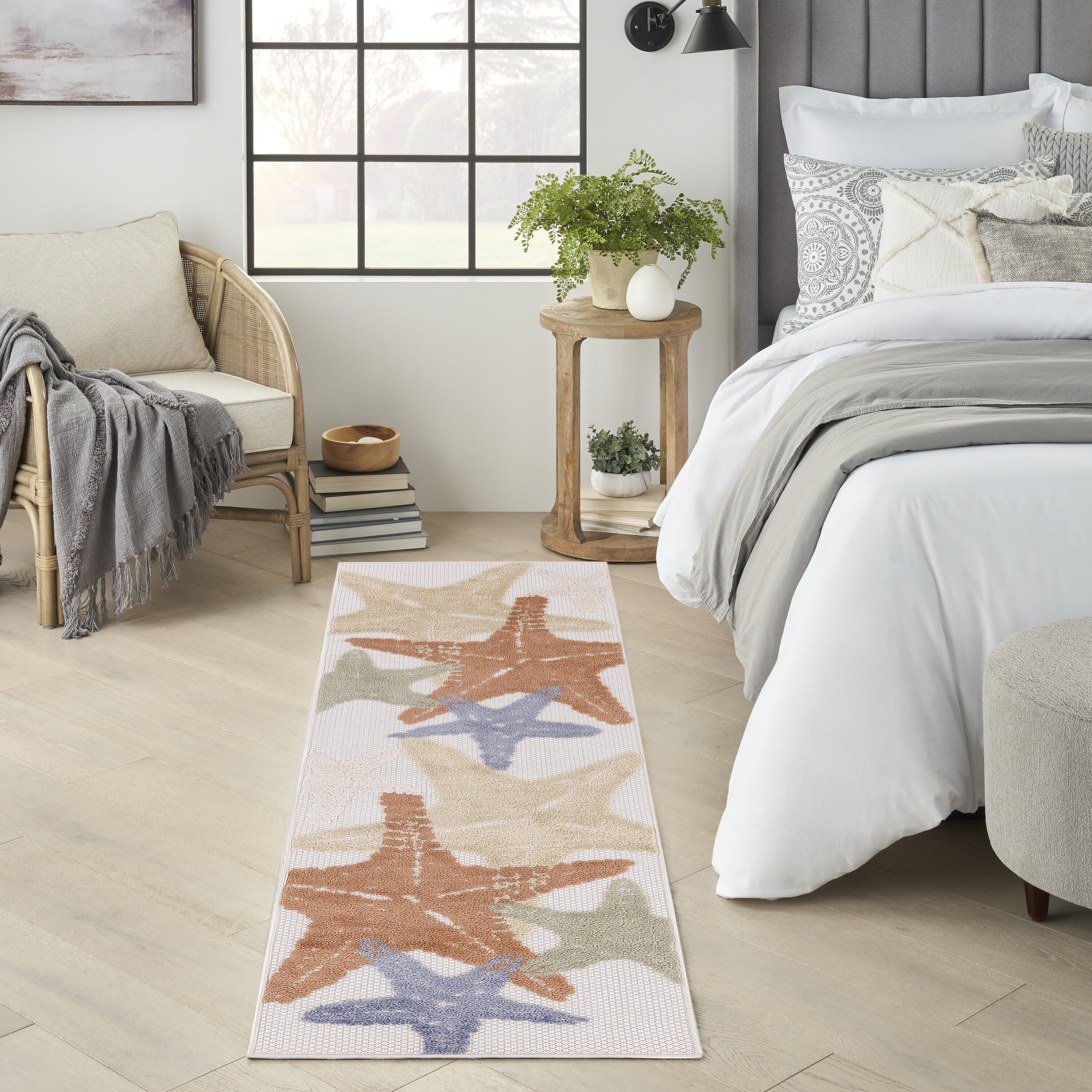 Nourison Home 099446921802 2 x 8 (ft) Loomed Polypropylene Ivory Multicolor Rectangular Indoor/Outdoor Animal print Tropical Area rug