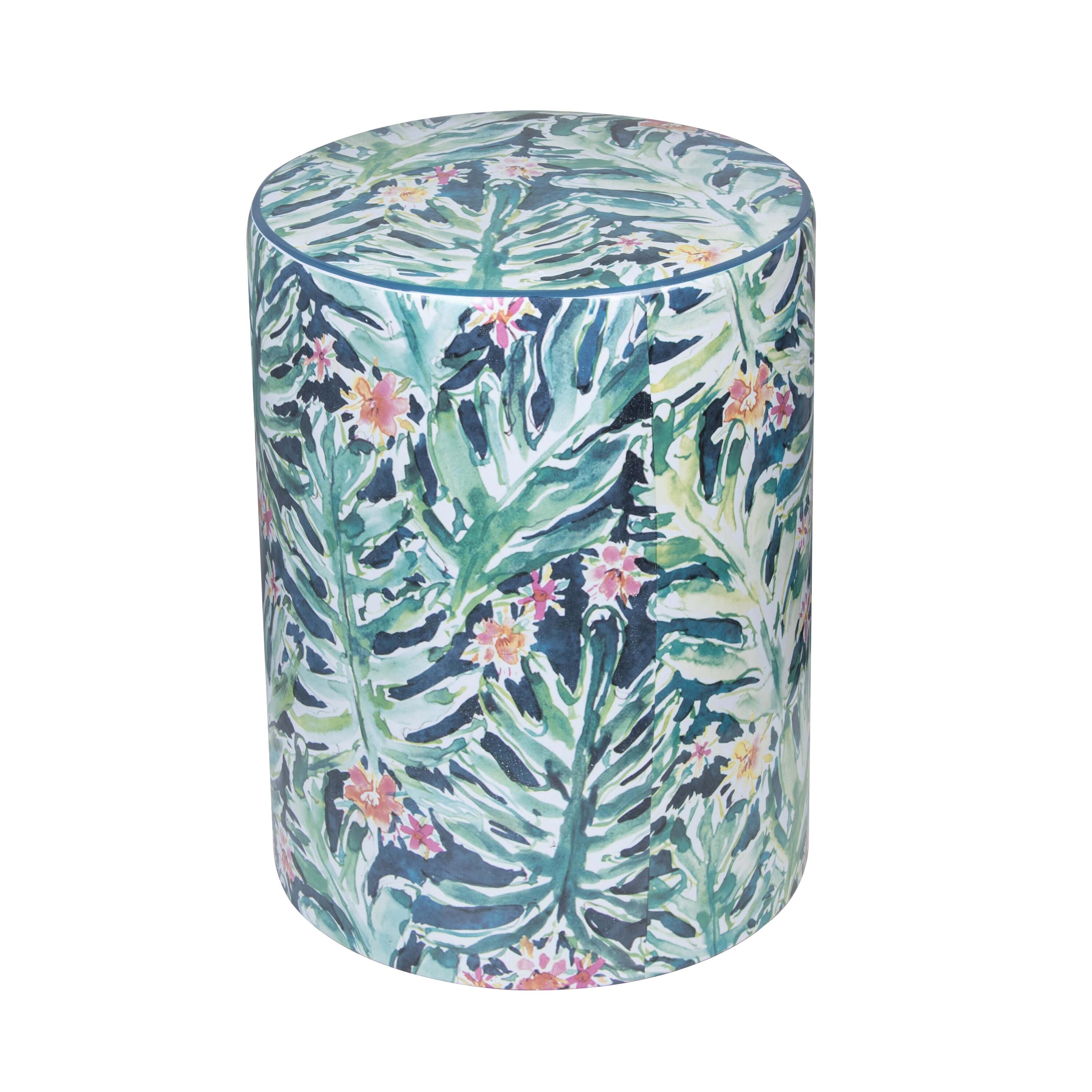 TOV Furniture TOV-OC68774 Taurus Garden Print Concrete Ottoman
