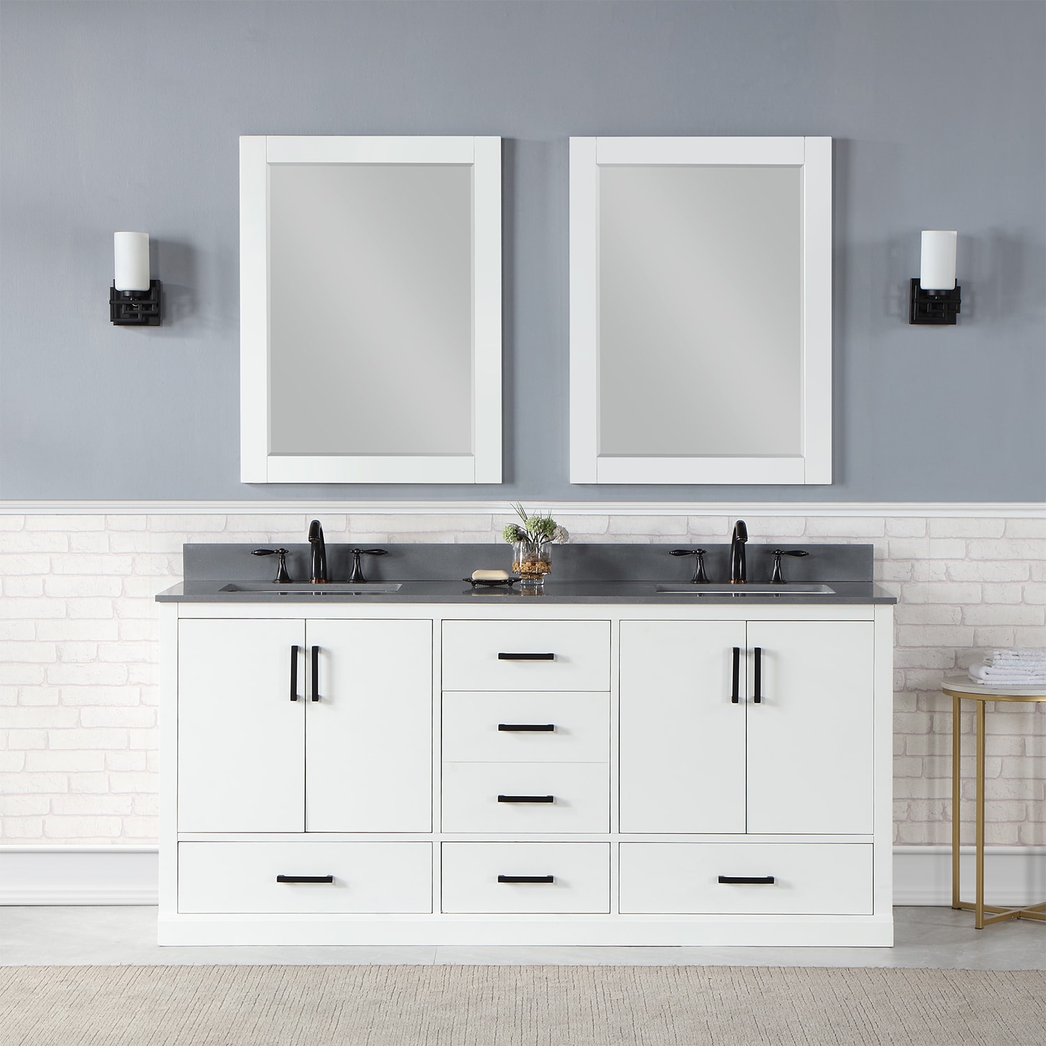 Altair Monna 72-in White Undermount Double Sink Bathroom Vanity with ...