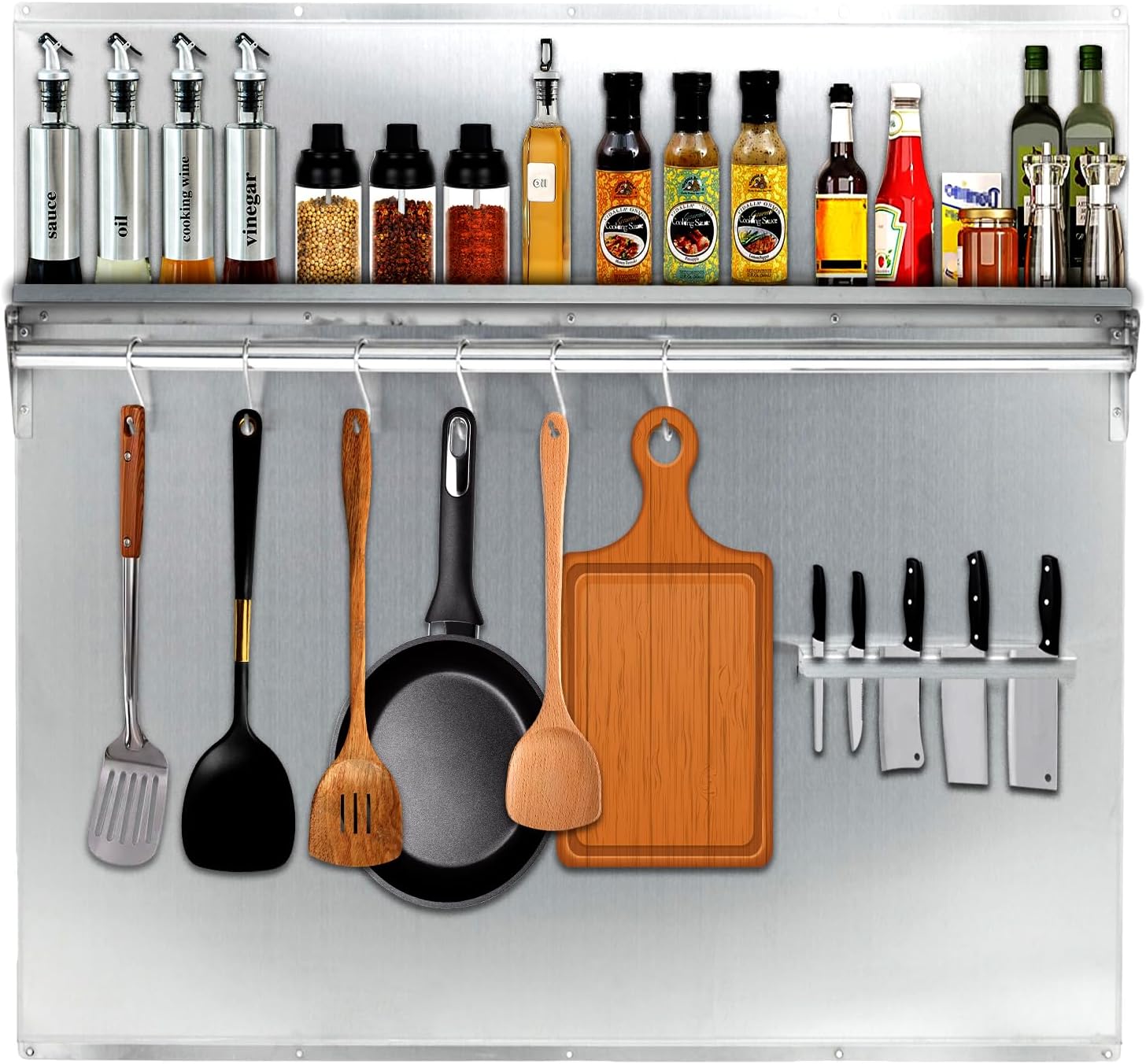 Garvee 24-30 inch Stainless Steel Range Backsplash for Stove Hood Wall Mount Kitchen Back Panel with Storage Shelf Rack Install with Pre-Drilled Holes