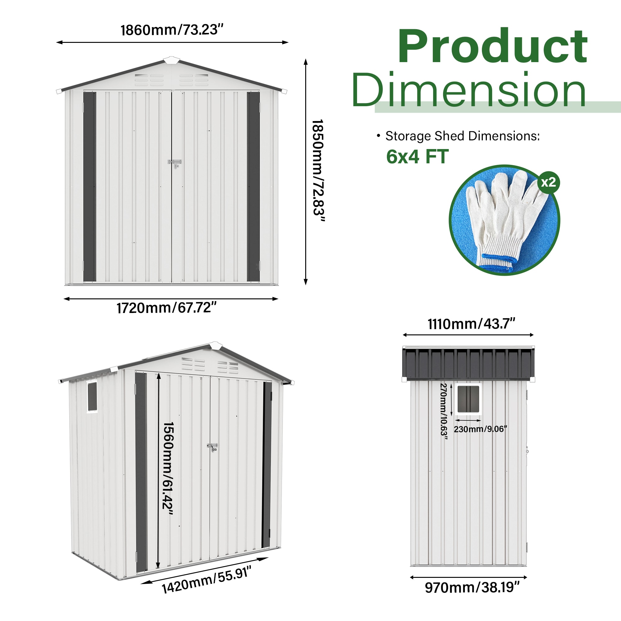 WELLFOR GIZHF573BK Metal-Storage-Buildings-Sheds - View #6