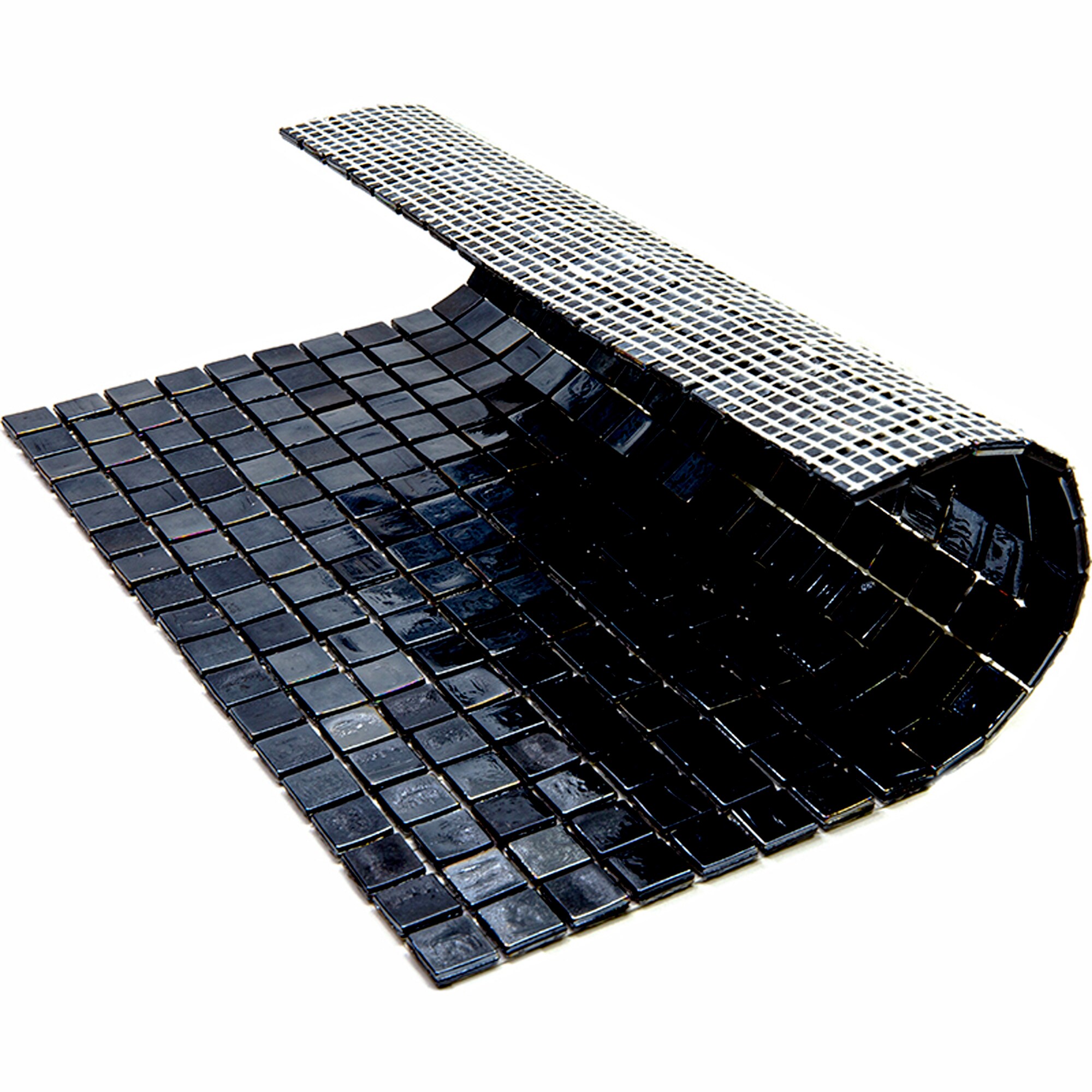 Skosh 11.6" x 11.6" Glossy Black Glass Mosaic Tile