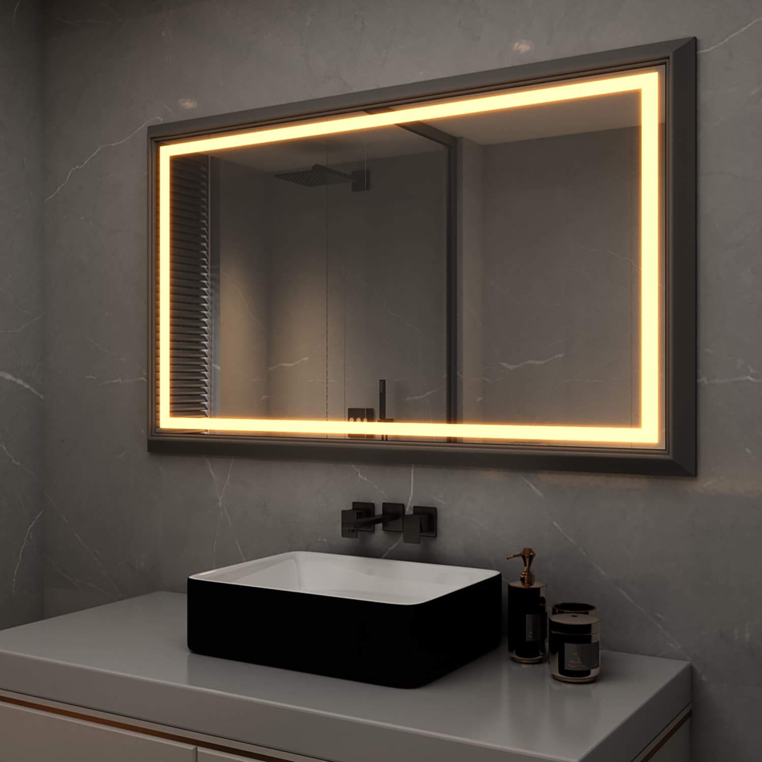 waterpar 84-in x 36-in Dimmable Lighted Fog Free Bathroom Vanity Mirror ...