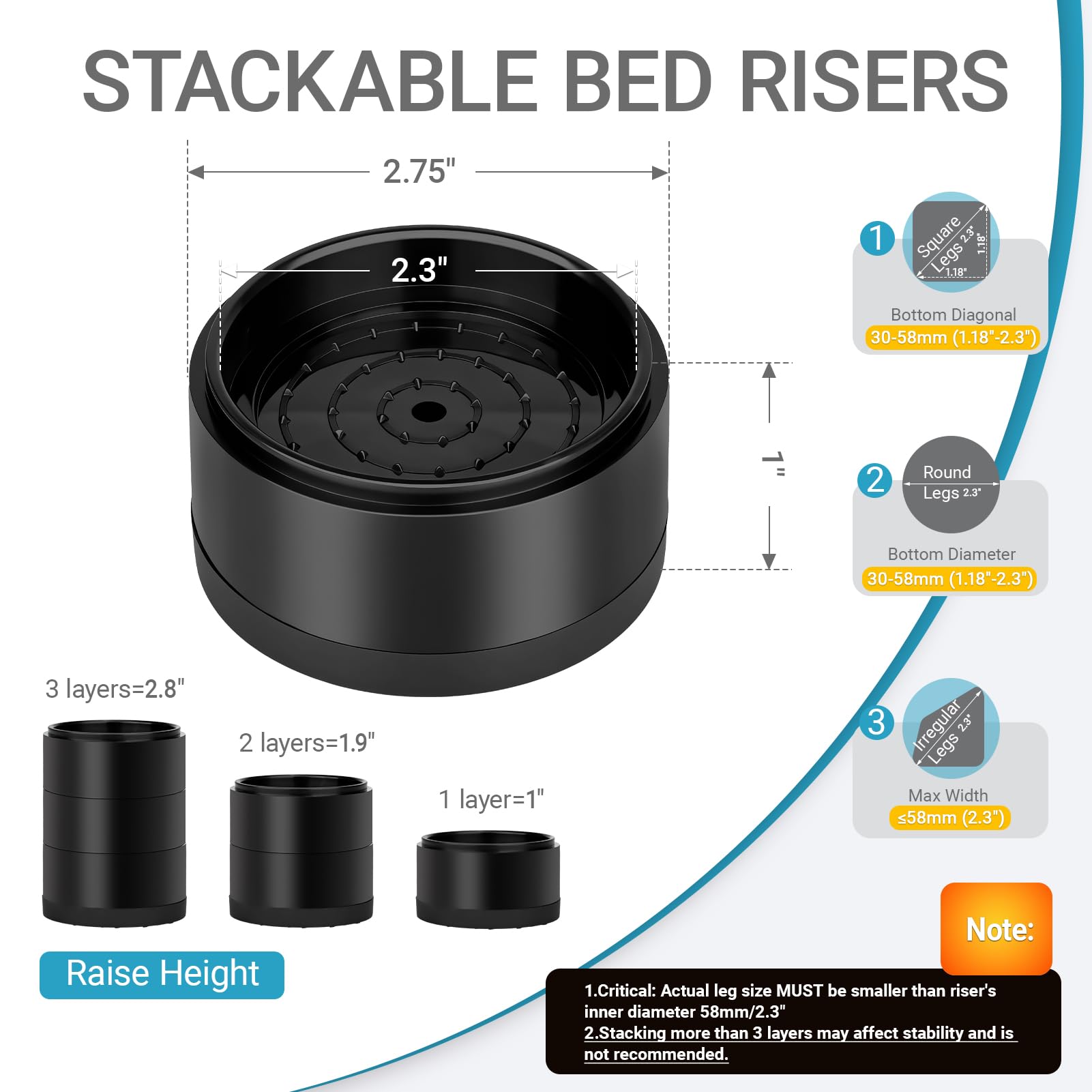 Yichuhaoxi LYI0803Y449 Bed-Risers - View #2