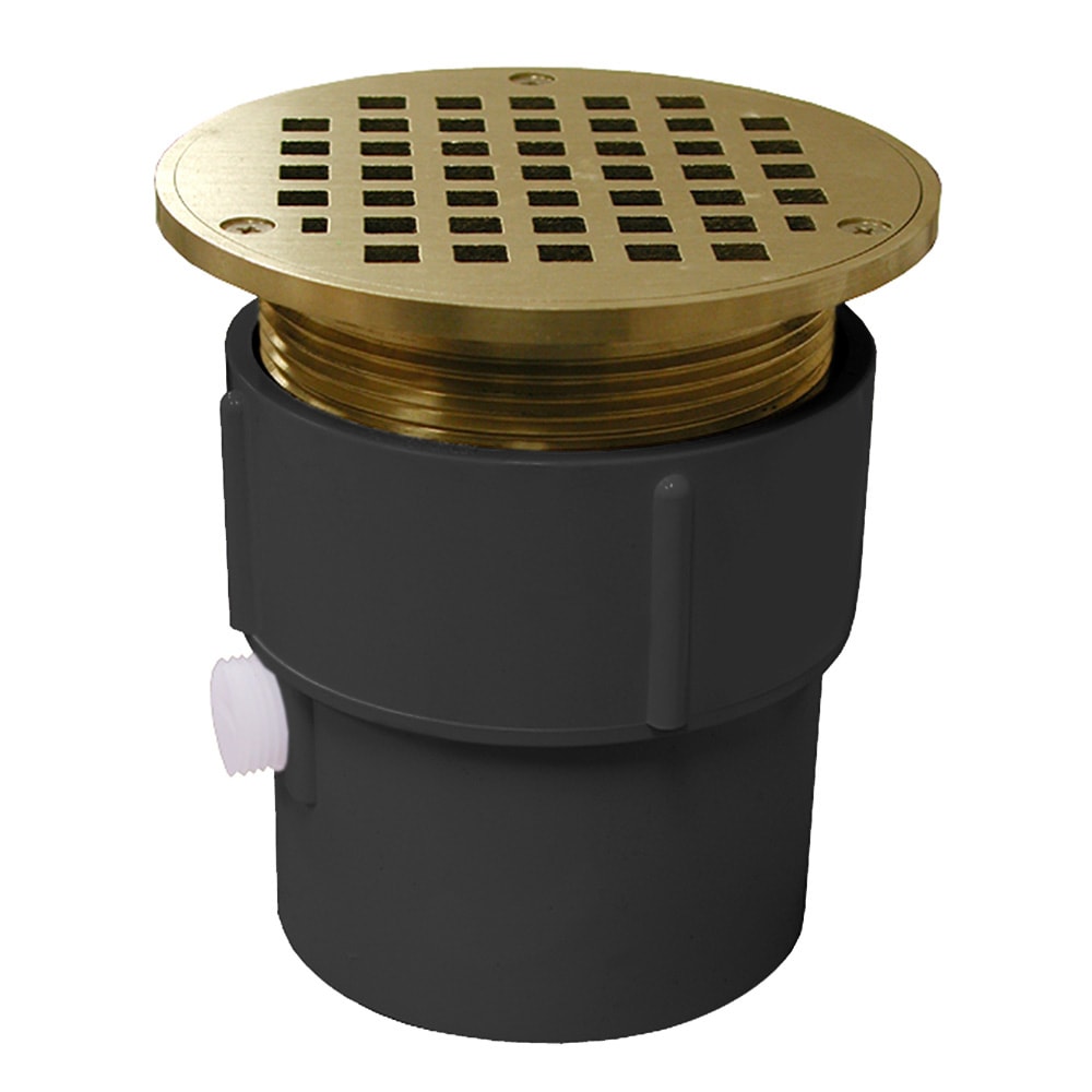 Jones Stephens D53124 3-in X 4-in PVC Pipe Fit General Purpose Drain Base with 3-1/2-in Metal Spud and 5-in Nickel Bronze Round Strainer