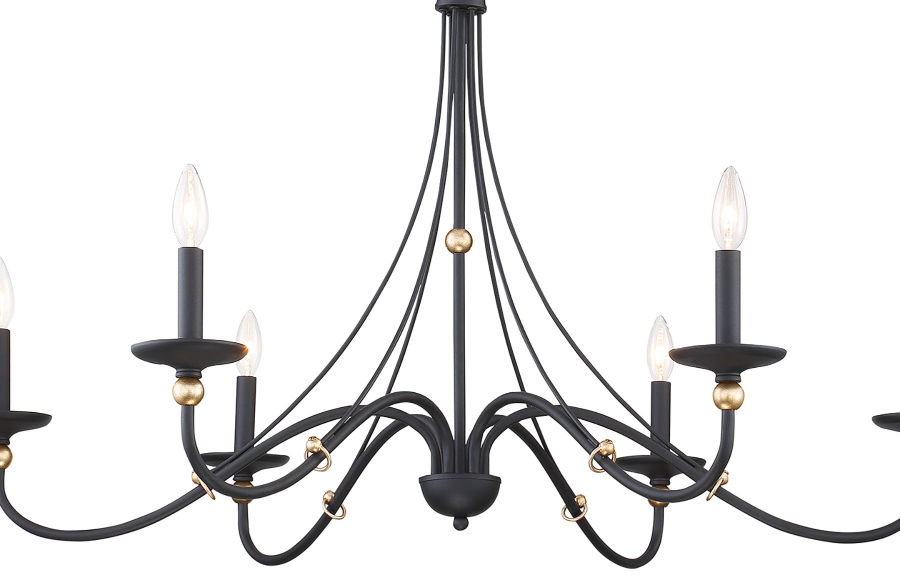Sand Coal and Gold 40" Steel Taper Candle Chandelier