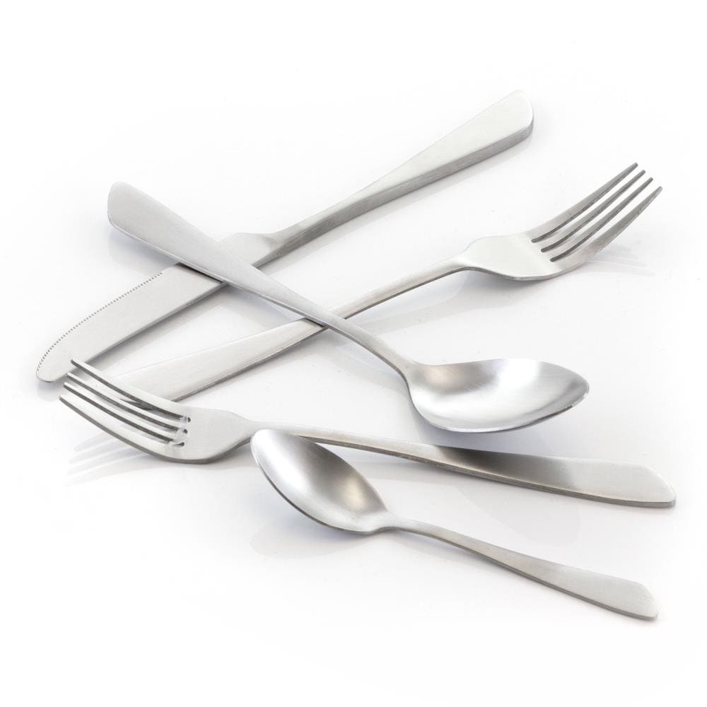 20pc Stainless Steel La Vague Silverware Set Matte Black - MegaChef