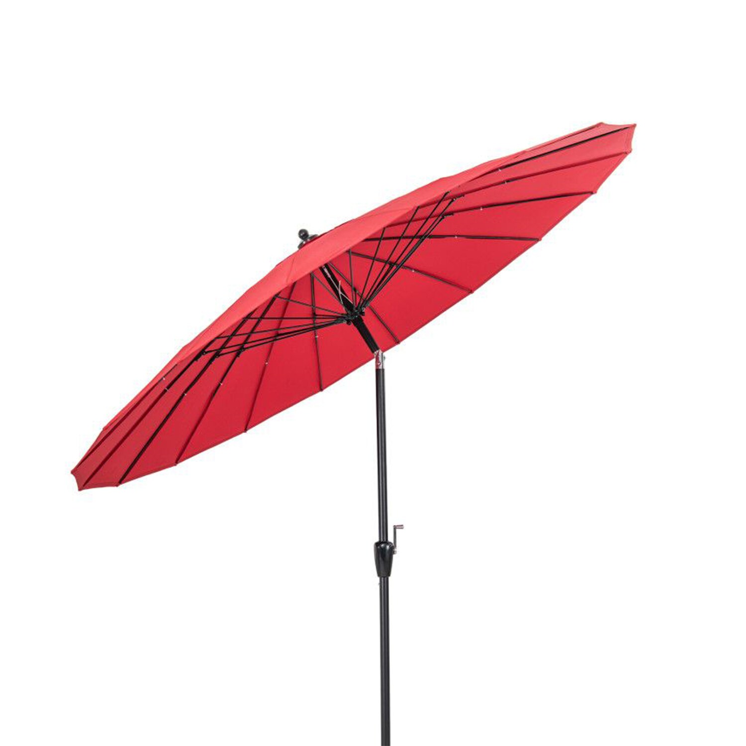 AHIOU HOME ZAAHD-HGN2TAUM 9-ft Aluminum Red Crank Market Patio Umbrella