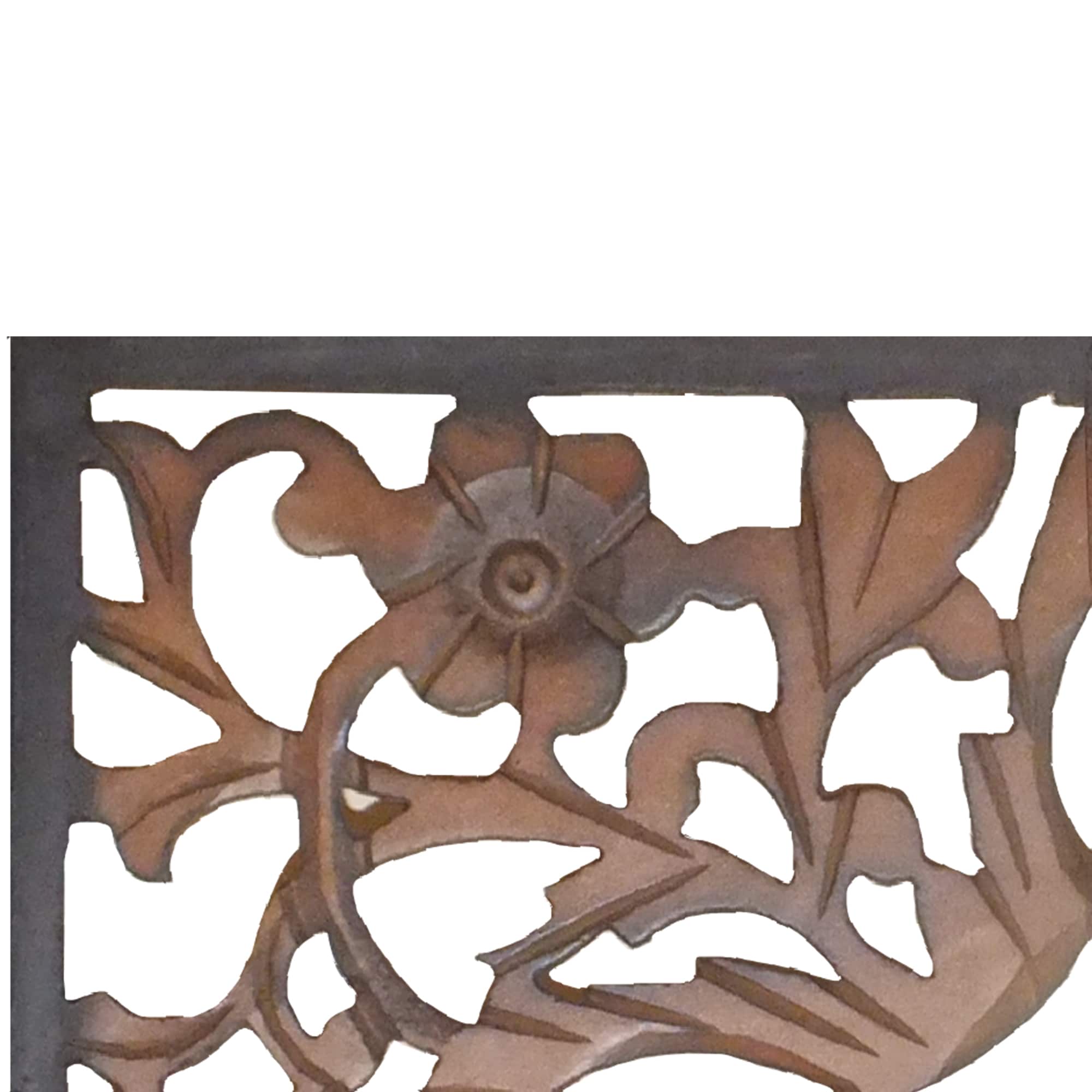 Burnt Black Mango Wood Floral Carved Wall Panel, 20" x 72"