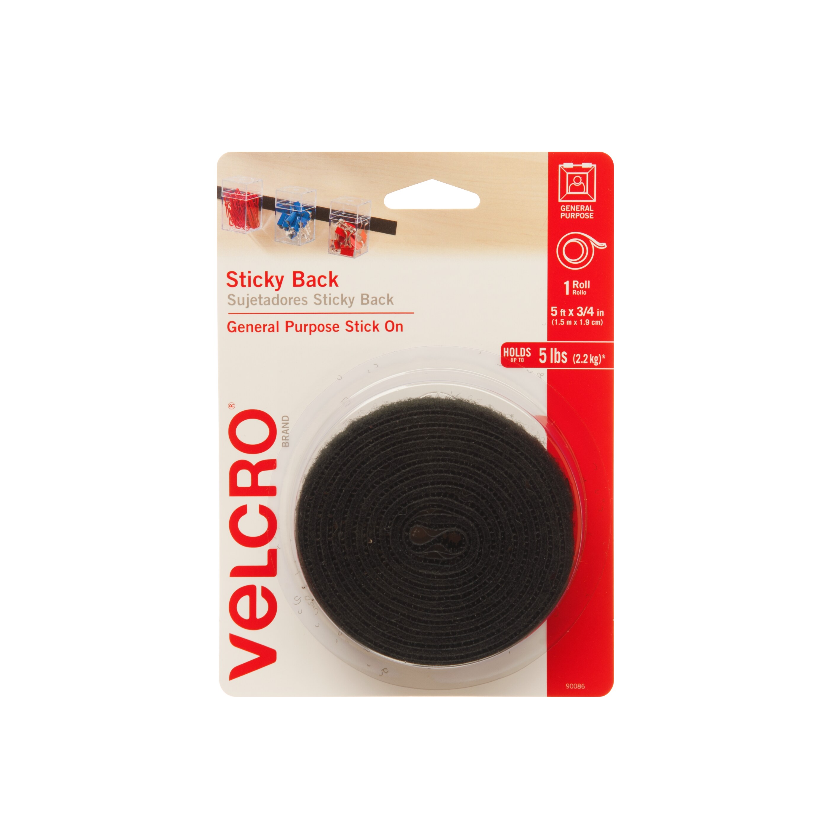 VELCRO Brand 60-in Sticky Back Adhesive Black Roll Hook and Loop Fastener  at