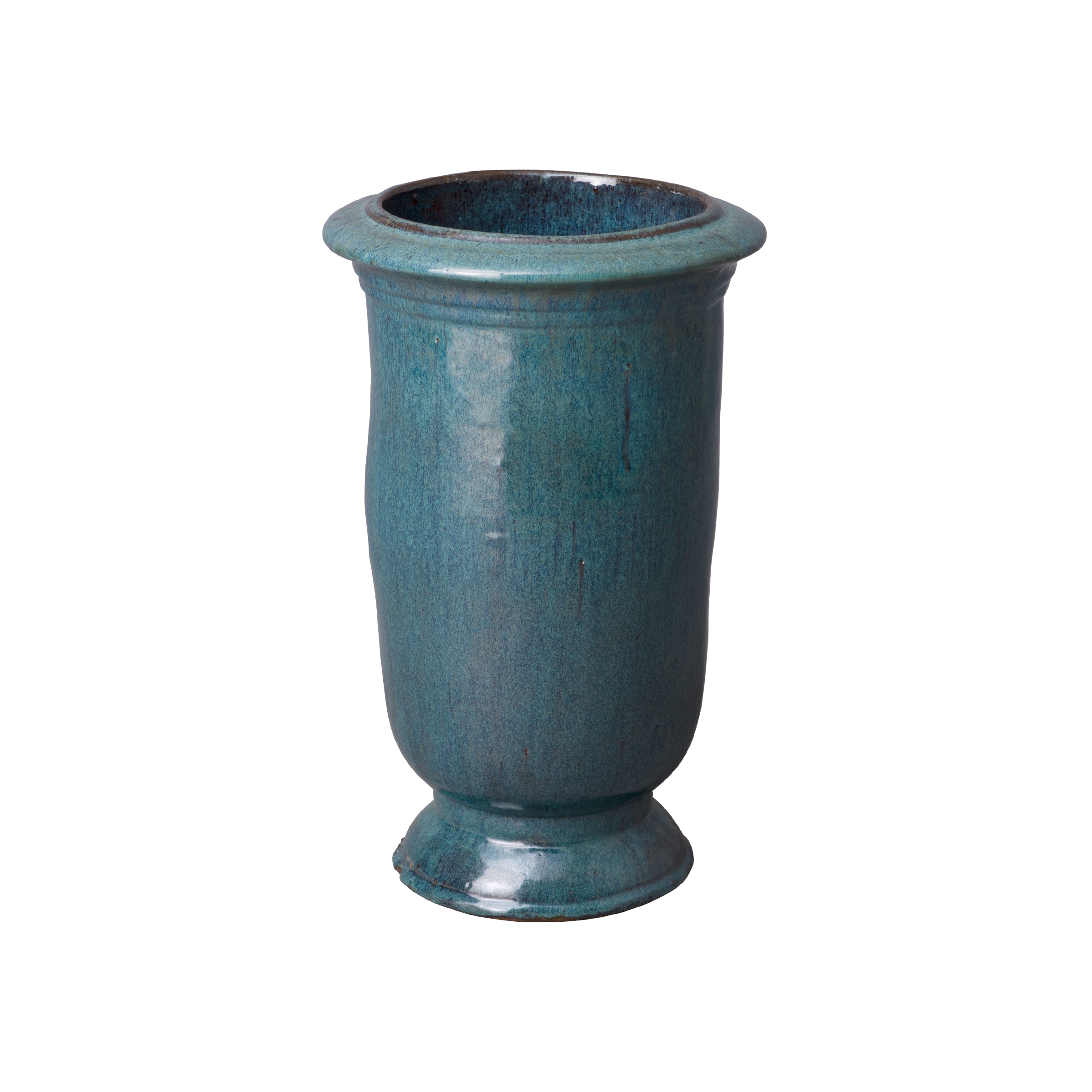 Emissary 12479TQ-1 Round 13.5-in W x 22.5-in H x 13.5-in D Blue Ceramic Indoor/Outdoor with Self Watering Planter