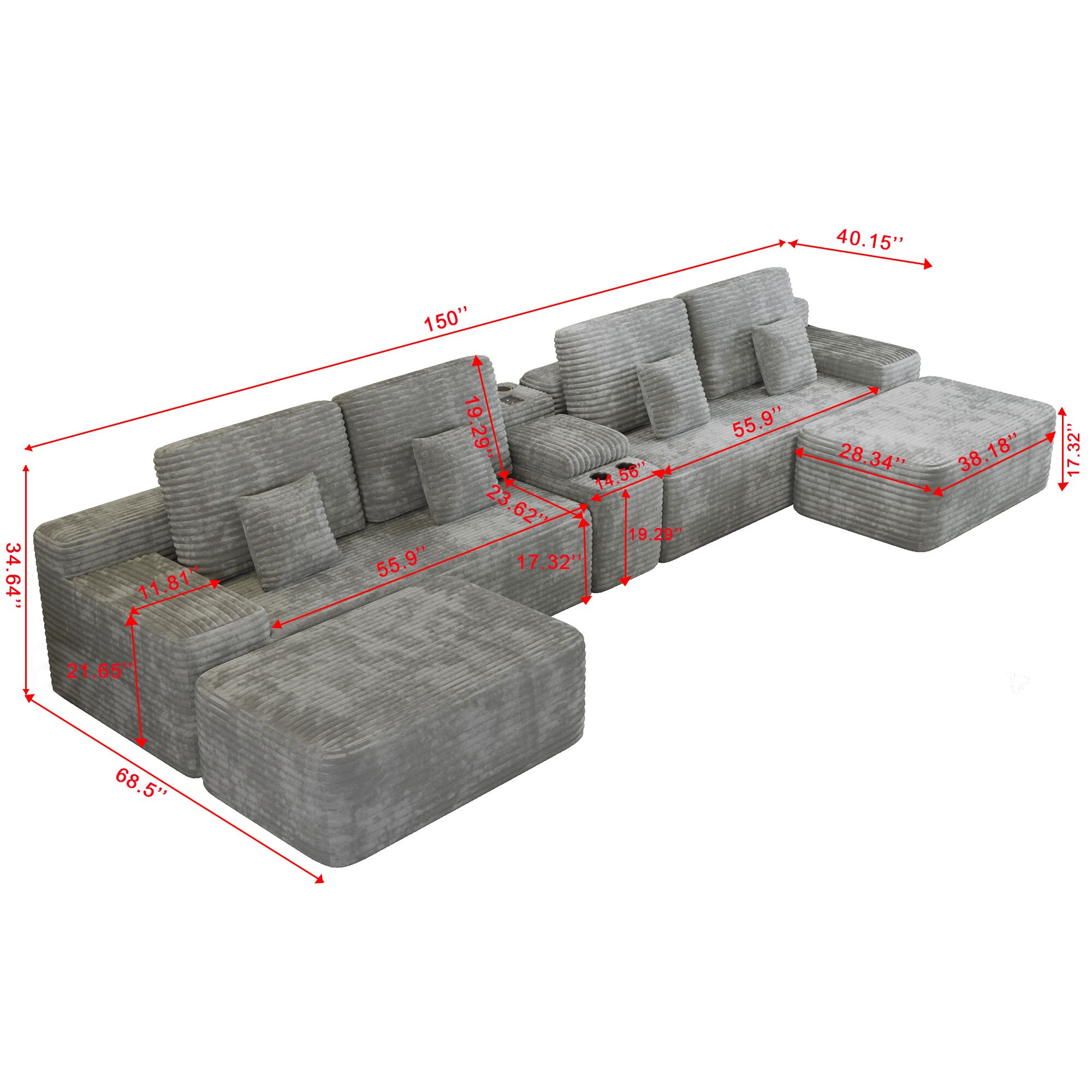 SINOFURN SYA020371GY Sofas-Loveseats - View #6