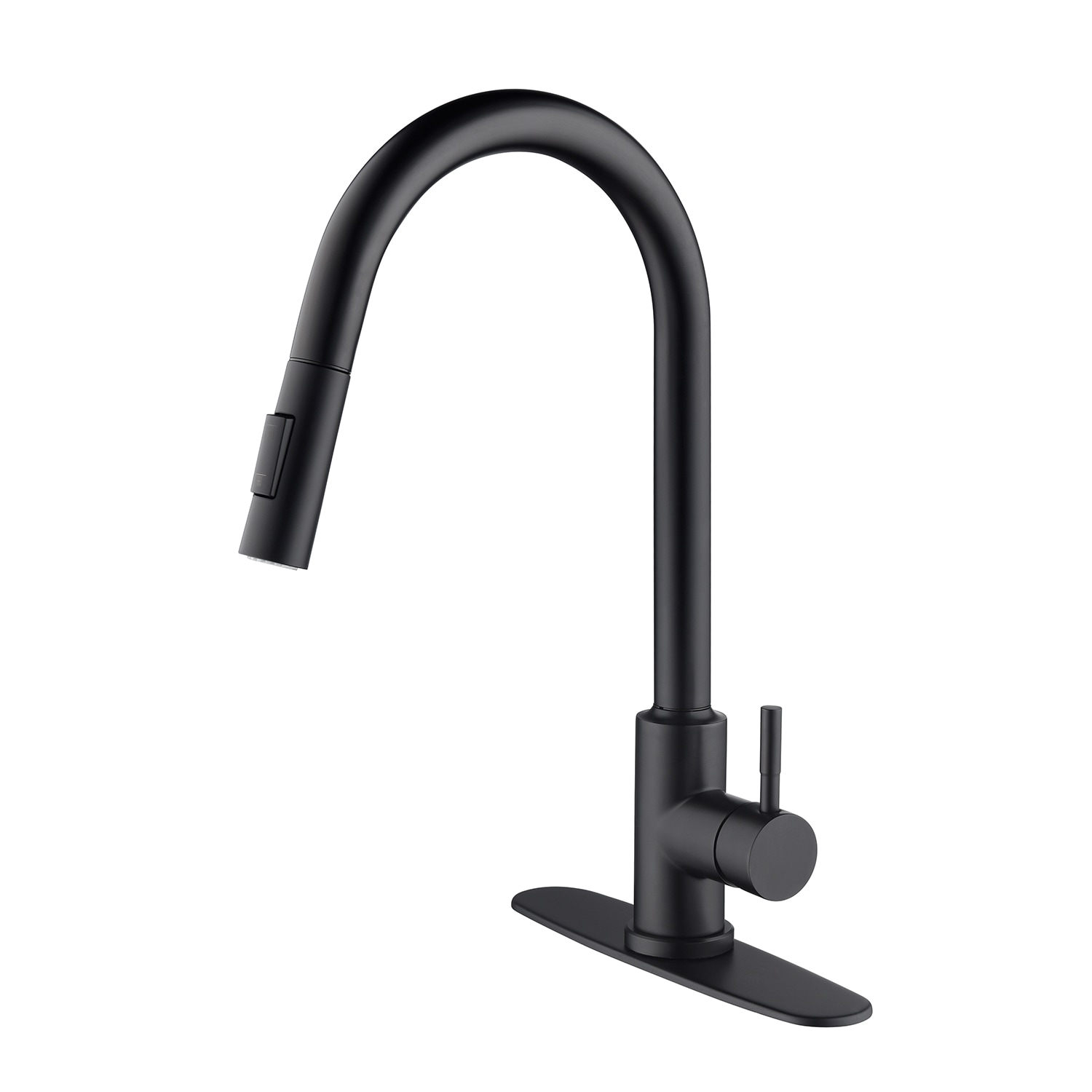 Clihome DG-KF01MB Black Single Handle Deck-mount Touch-on Pull-down Kitchen Faucet with Sprayer ( Deck Plate Included )