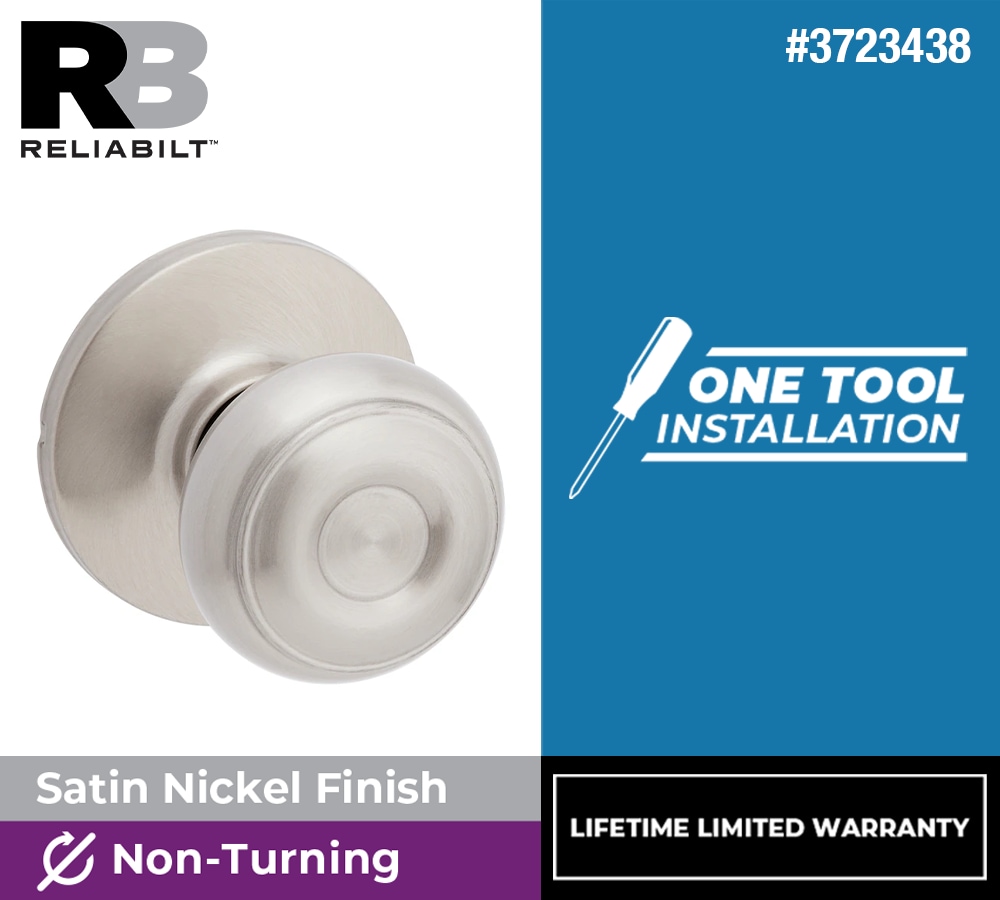 RELIABILT Baron Satin Nickel Interior/Exterior Dummy Door Knob in