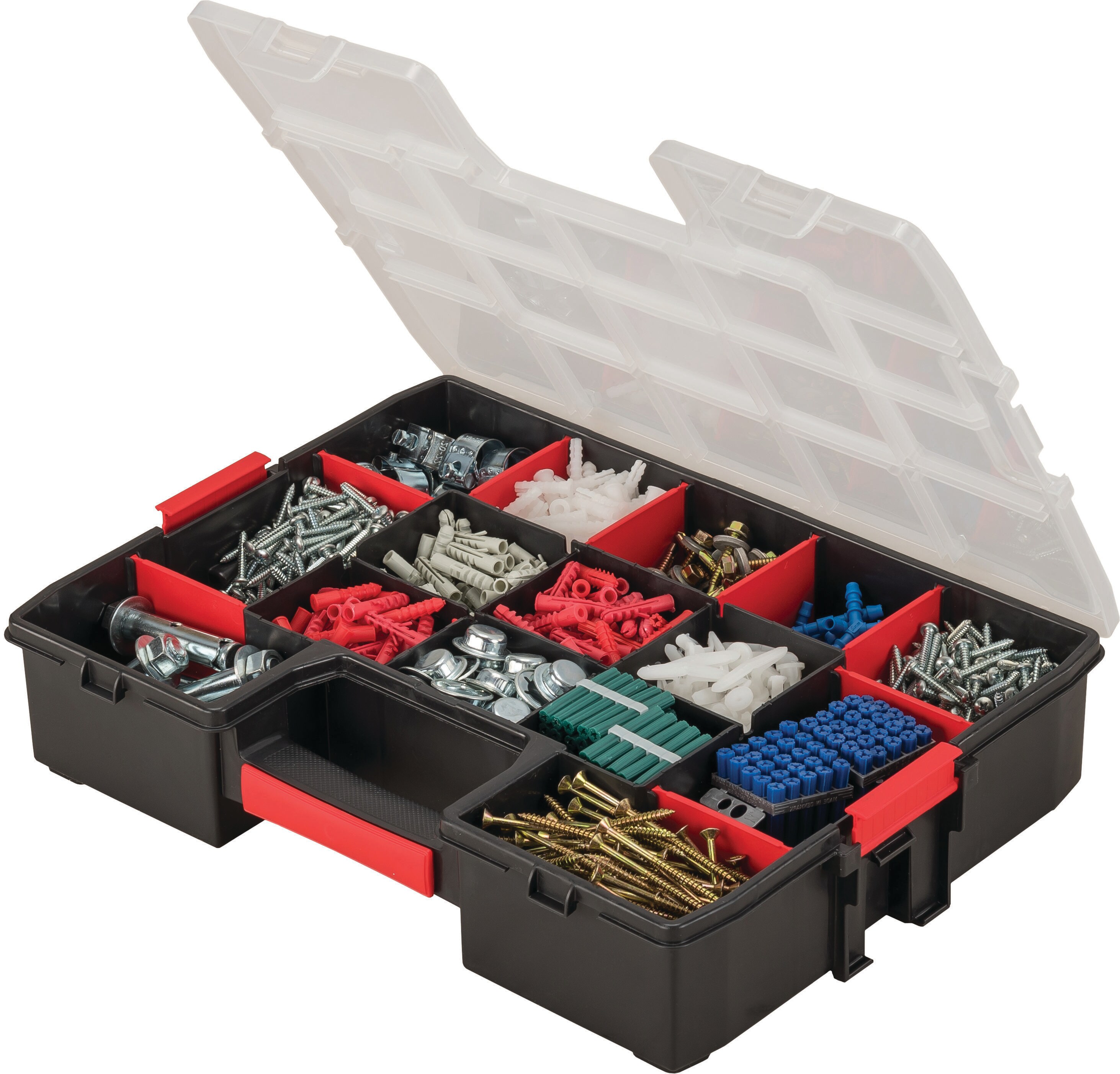 Hardware and Craft Storage Case - 23 Compartments to Organize Parts with  Carry Handle and Clear Lid 0.5 Qt 670536FUS - The Home Depot
