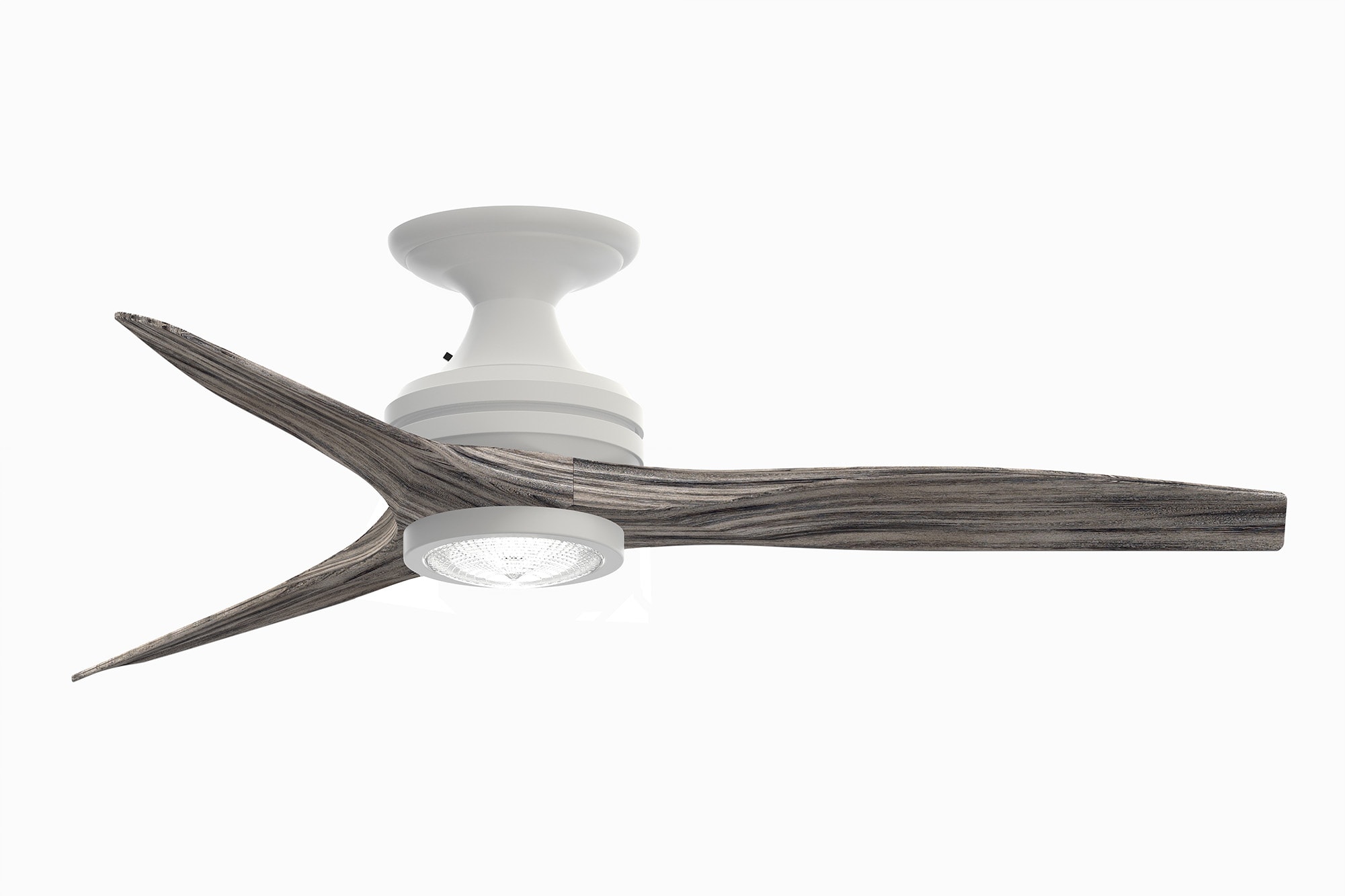 Fanimation FP6721BMW-48WE-LK-F Spitfire 48-Inches Matte White with Weathered Wood Blades Integrated LED Fixture Indoor/Outdoor Flush mount Propeller Ceiling Fan With Light and Remote ( 3 -Blade)