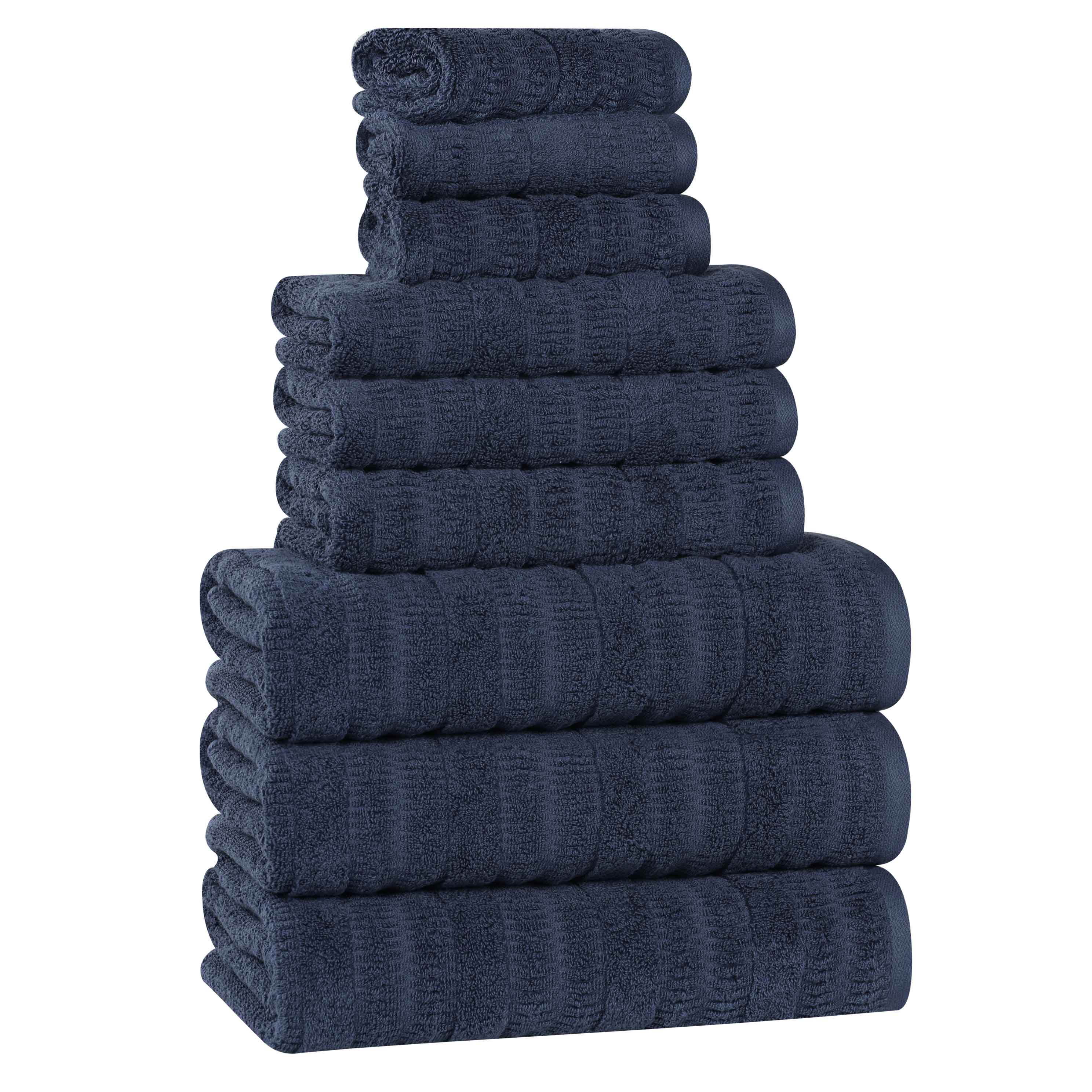Slickblue Cotton Viscose Quick Dry Ribbed Bath Towel Set Bath Hand and Washcloth Towels for Home Bathroom Guest Bath Multiple Size and Color Options