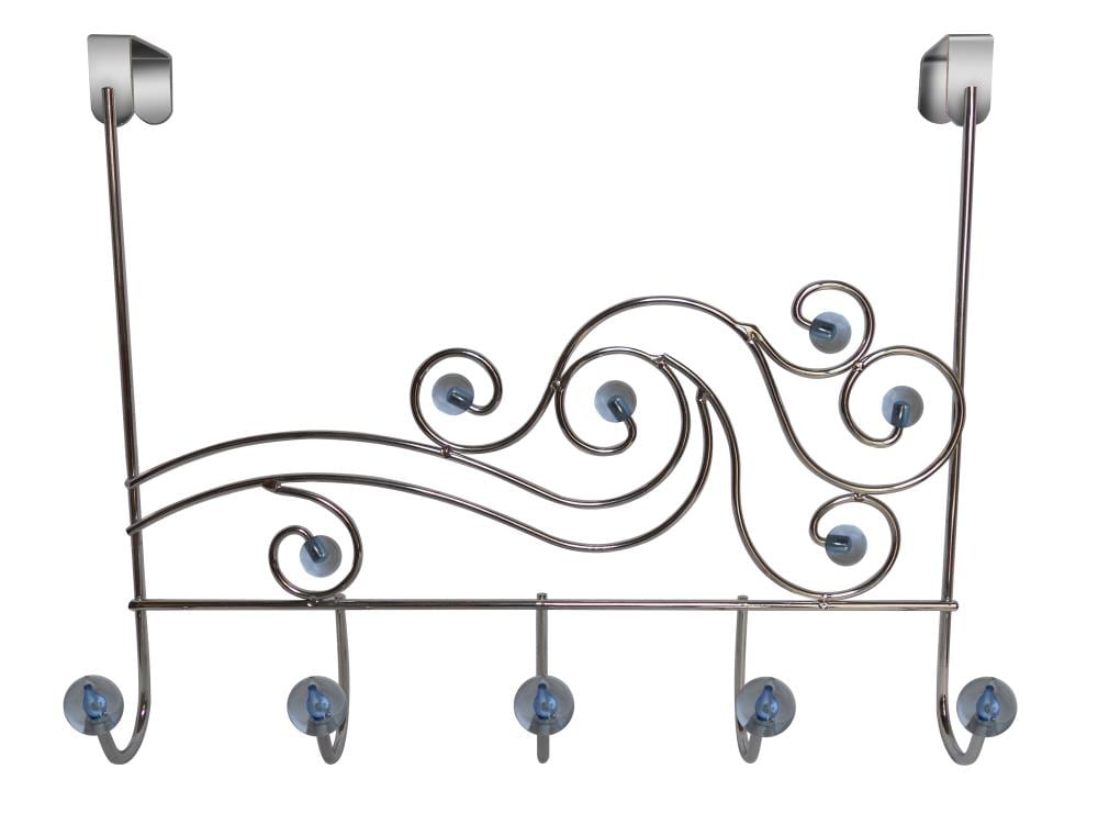 Elegant Home Fashions OTD-3840 Chrome and Transparent Blue 5 -Hook Over the door Towel Hook