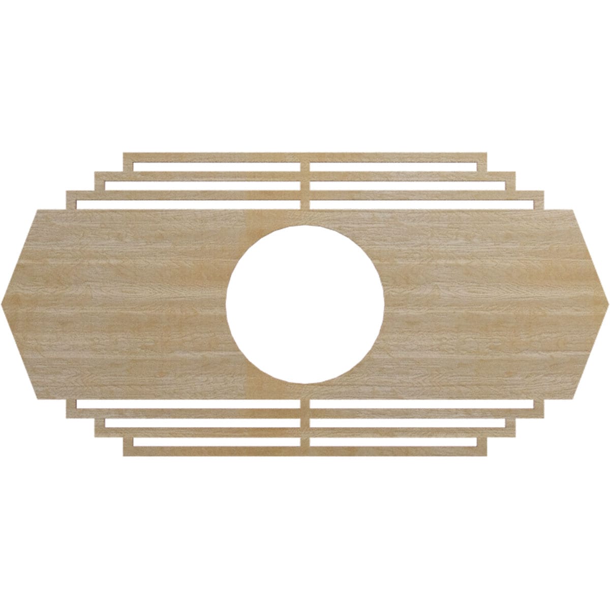 Ekena Millwork CMWP22X11X0250CSHI Chrysler Fretwork Pierced 11-in W x 22-in L Contemporary Hickory Wood Whole Ceiling Medallion