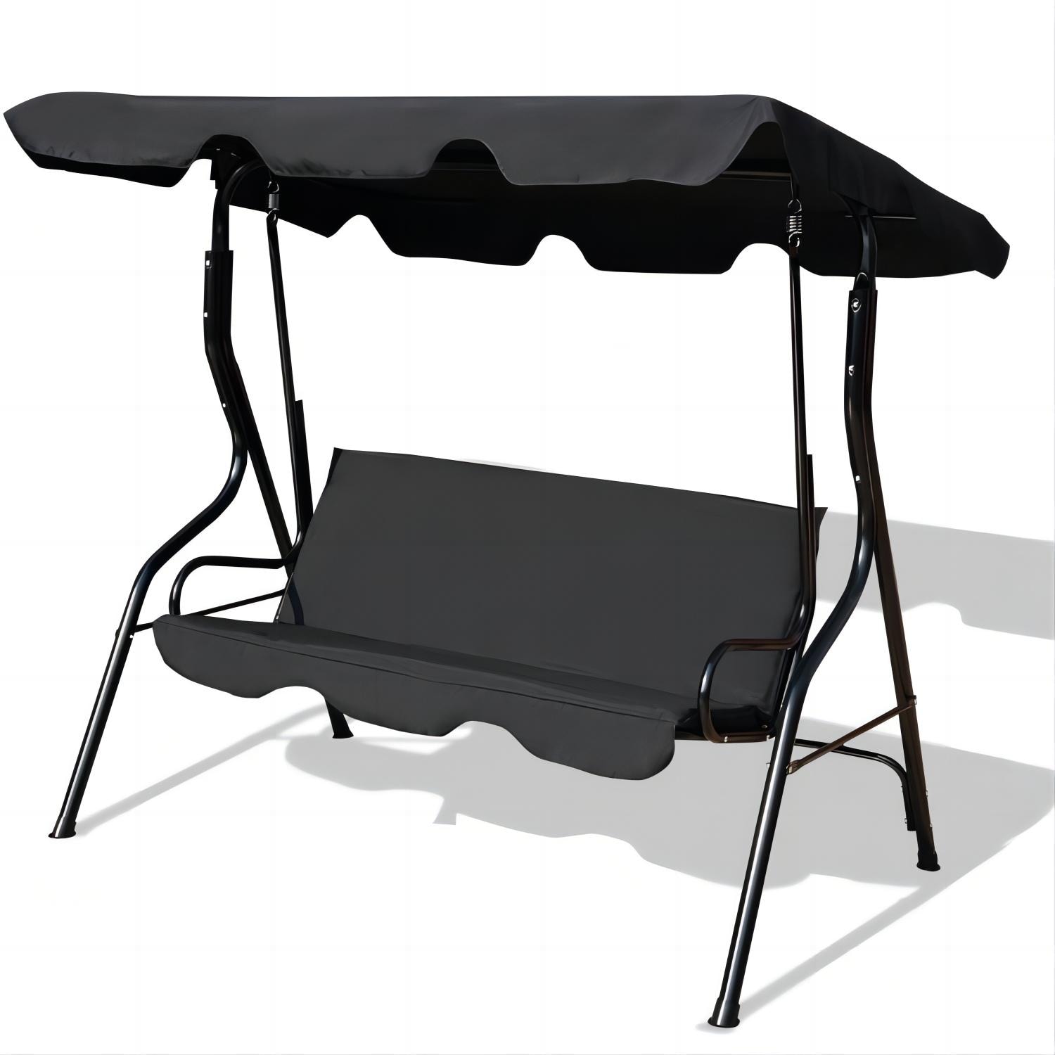 Forclover MONMBY036BK Patio Swing Leisure Chair 2 -person Black Steel Outdoor Swing