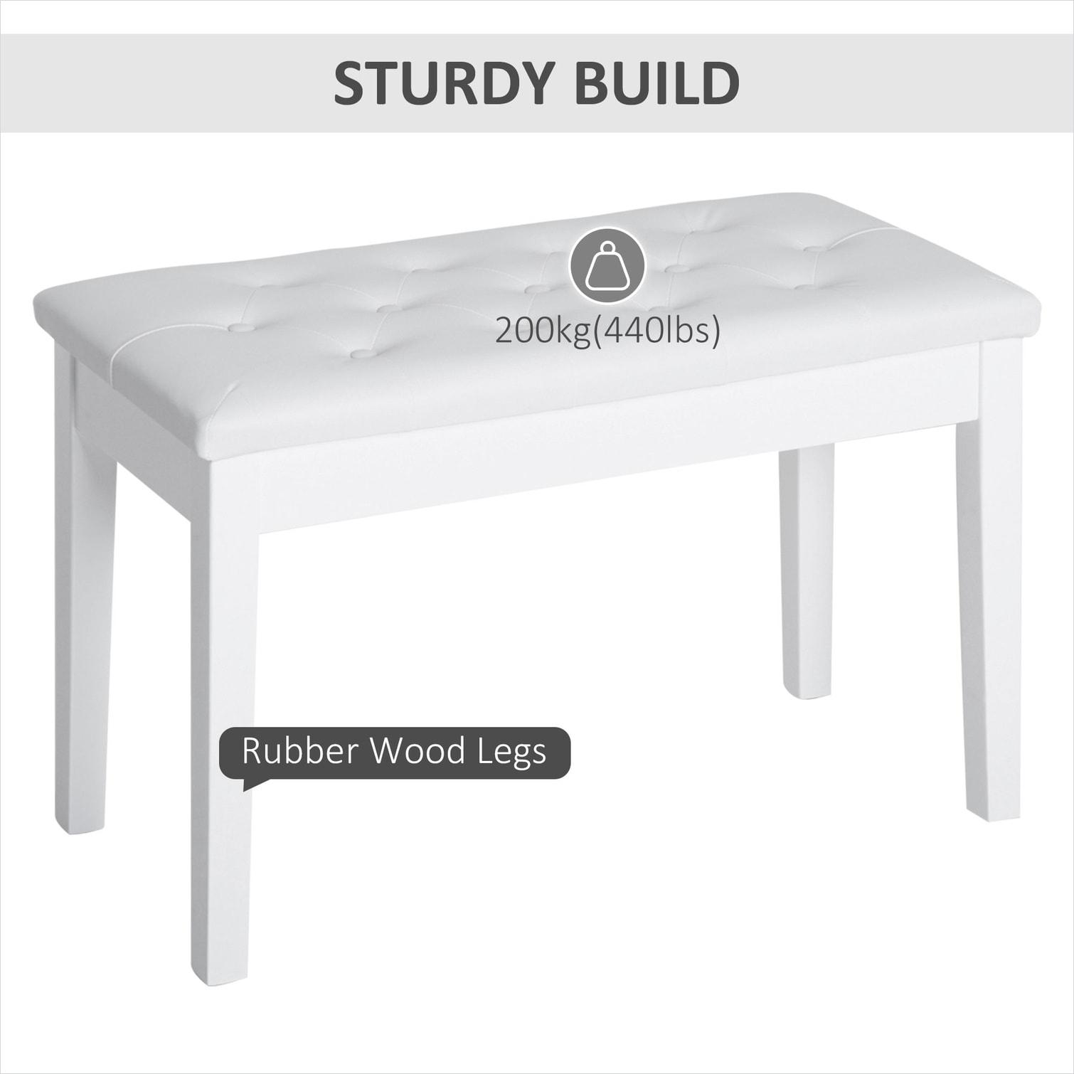 Watnature Traditional Tufted Duet Piano Bench with Faux Leather Seat ...