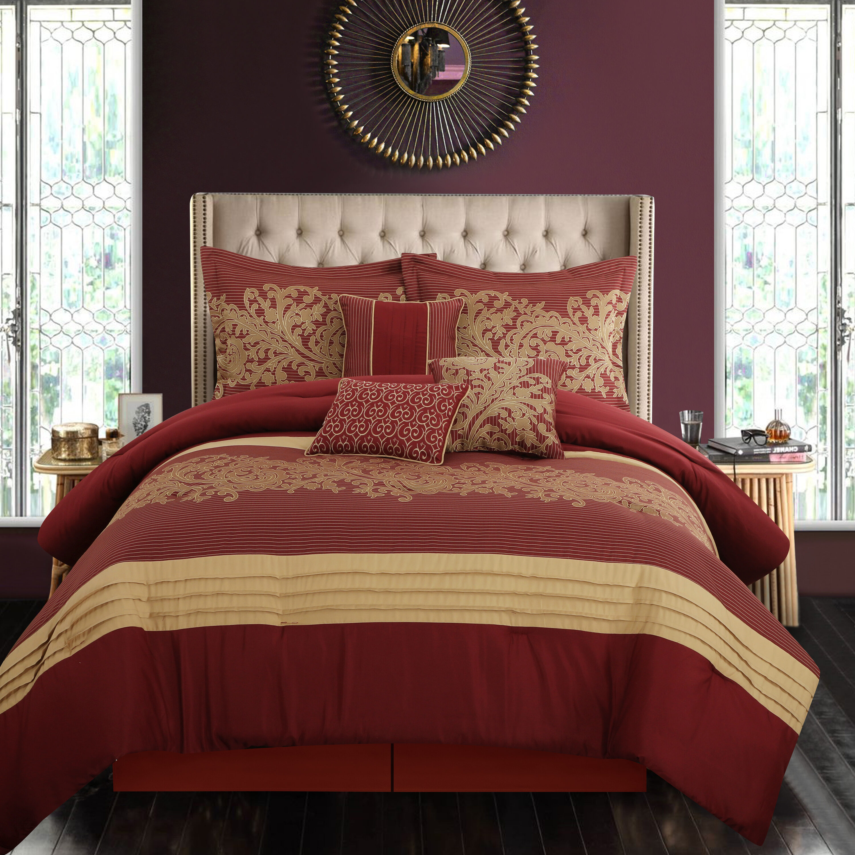 Grand Avenue Sibyl 7-Piece Black/Gold Queen Comforter Set in the Bedding  Sets department at