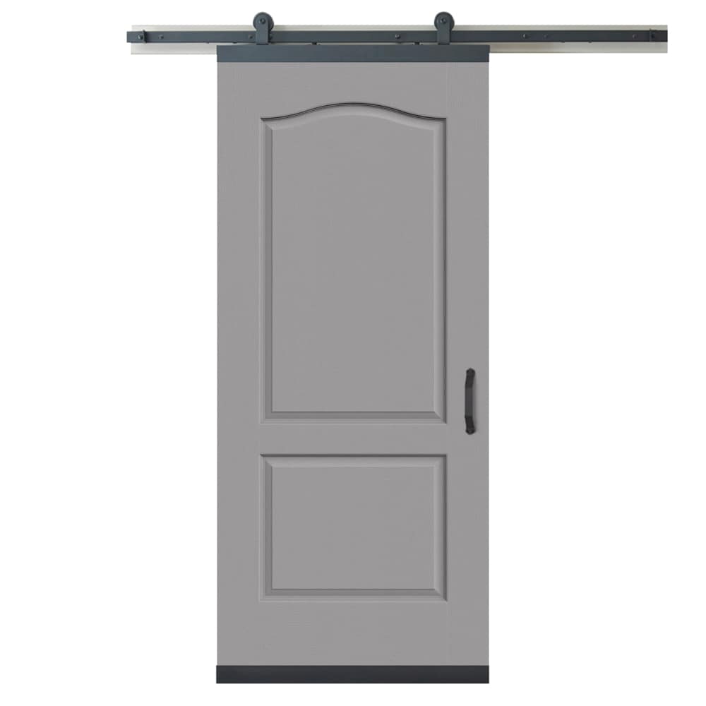 RELIABILT LO1344926 36-in x 80-in Driftwood Arch top Molded composite Hollow core Single Barn Door (Hardware Included)