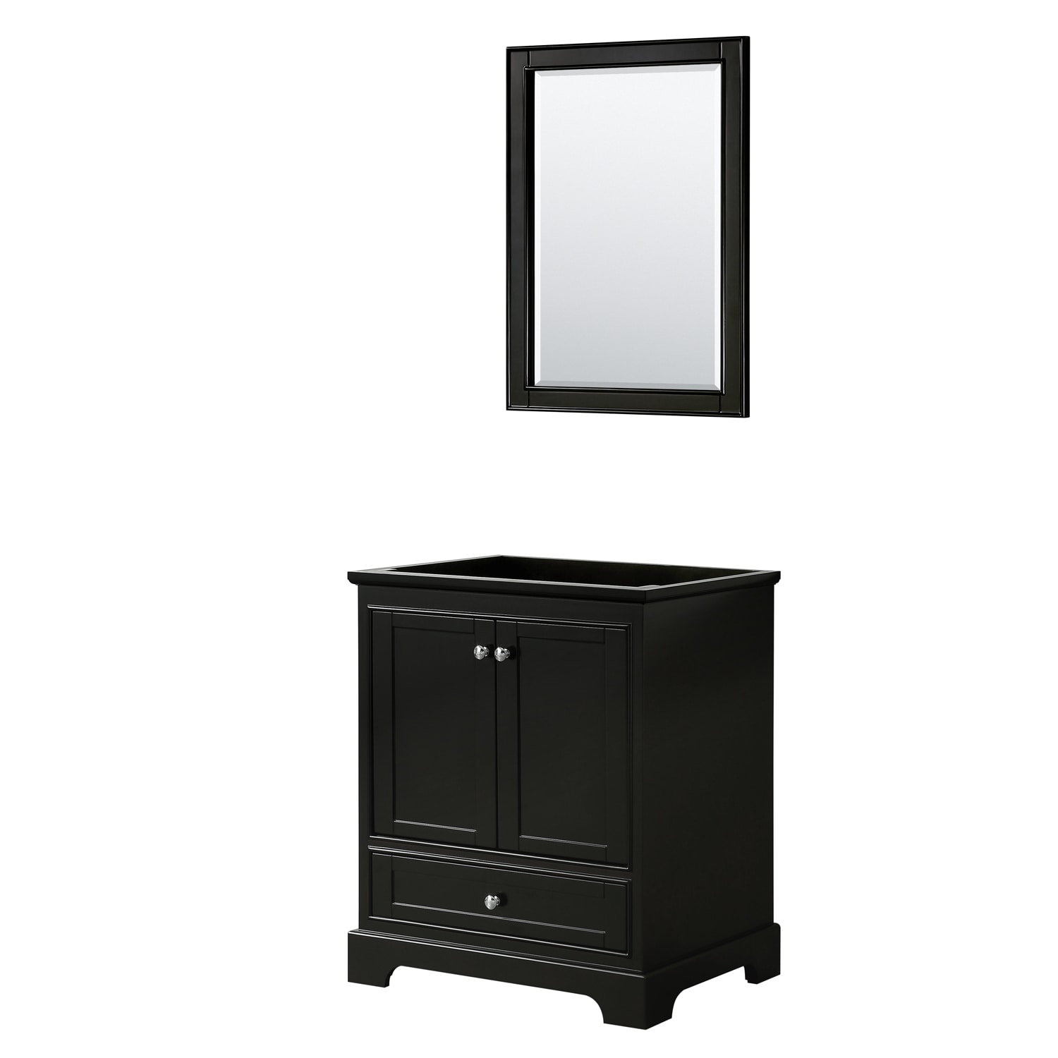Wyndham Collection WCS202030SDECXSXXM24 Deborah 30-in Dark Espresso with Polished Chrome Trim Bathroom Vanity Base Cabinet without Top (Mirror Included)