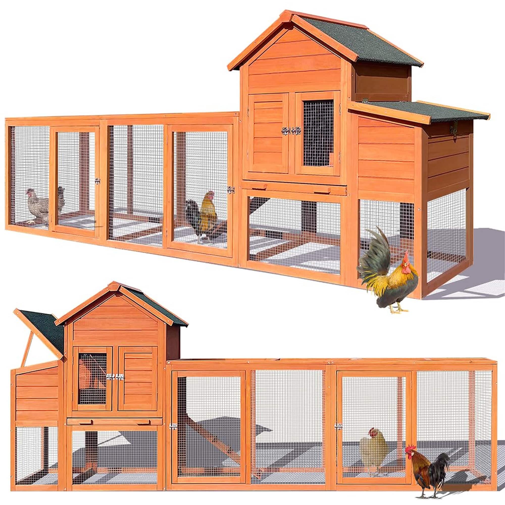 Etokfoks 123 inch Large Wooden Chicken Coop with Run for 4 to 8 ...