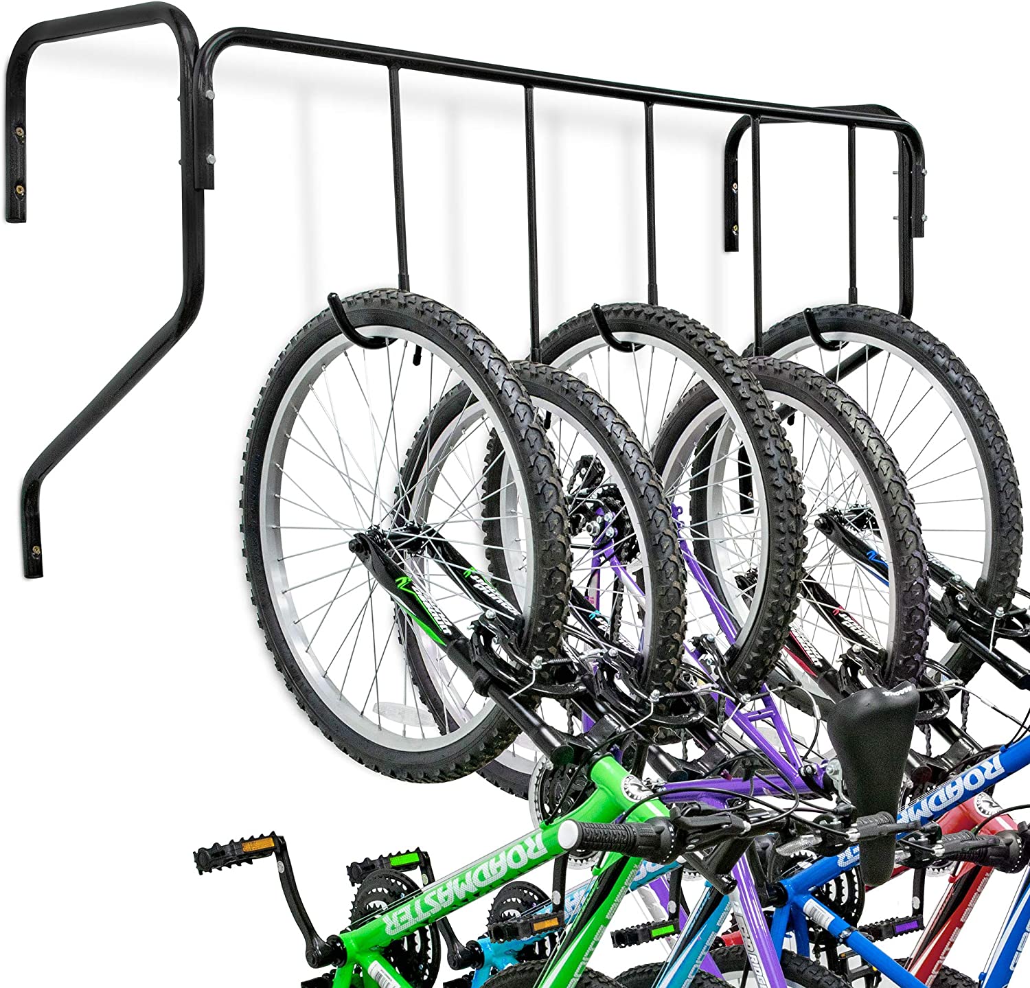 Garage Bike Rack - Wall Mounted Bicycle Storage Hanger - 6 Adjustable Hooks Universal for Indoor and Home Use