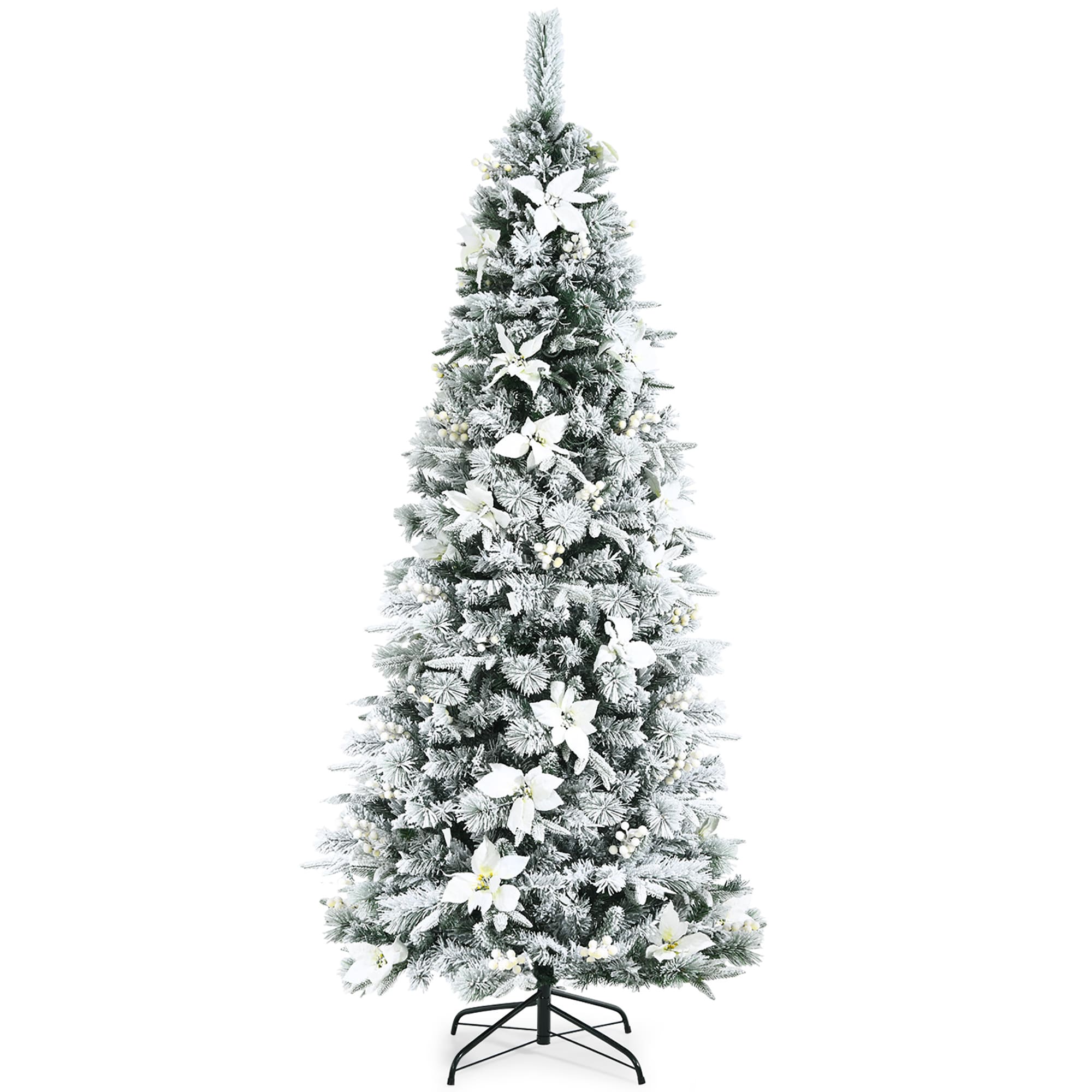 Costway CM23502 7-ft Pencil Flocked White Artificial Christmas Tree