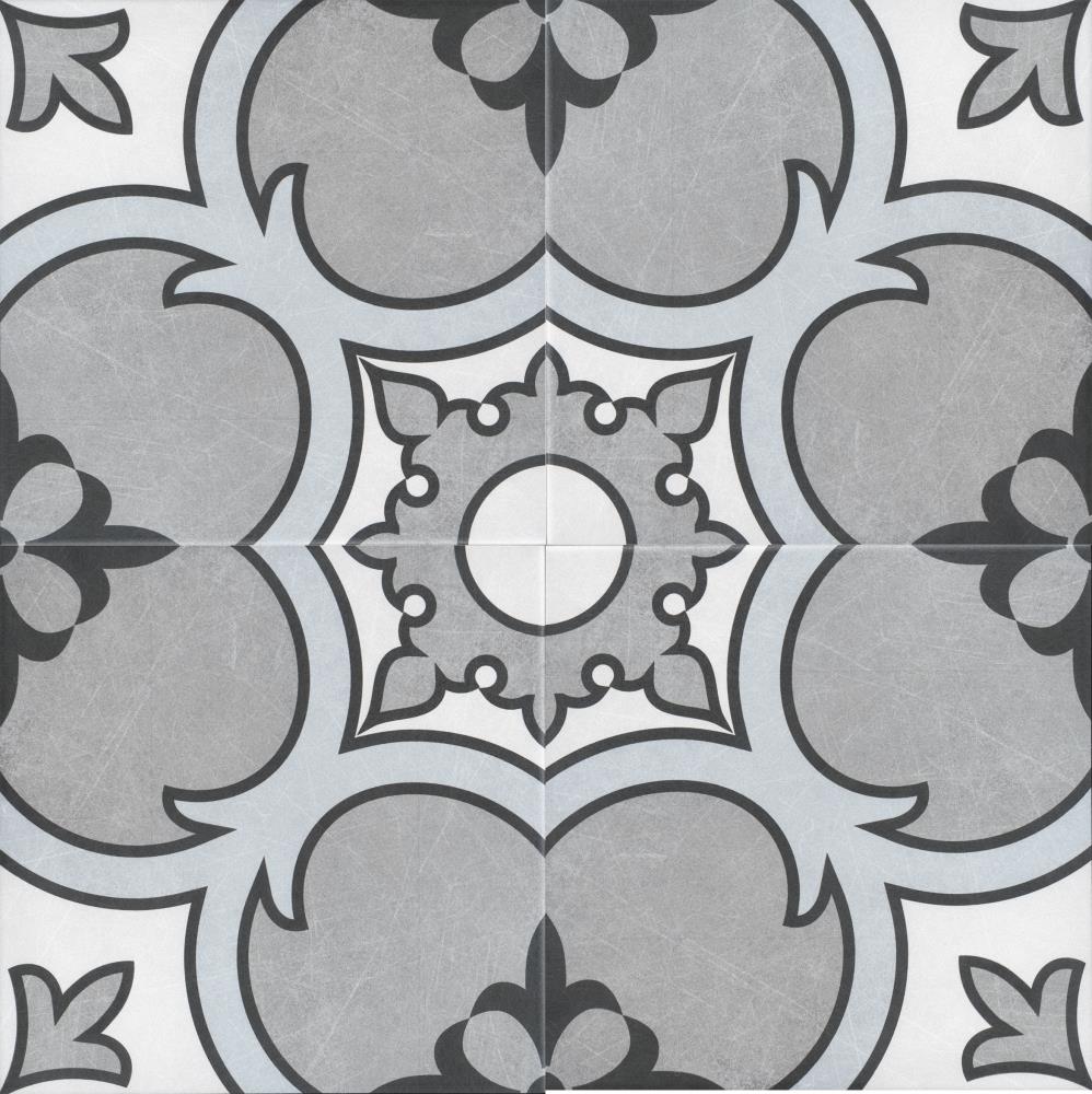 FLOORS 2000 Grey 8-in x 8-in Glazed Porcelain Encaustic Floor Tile at ...