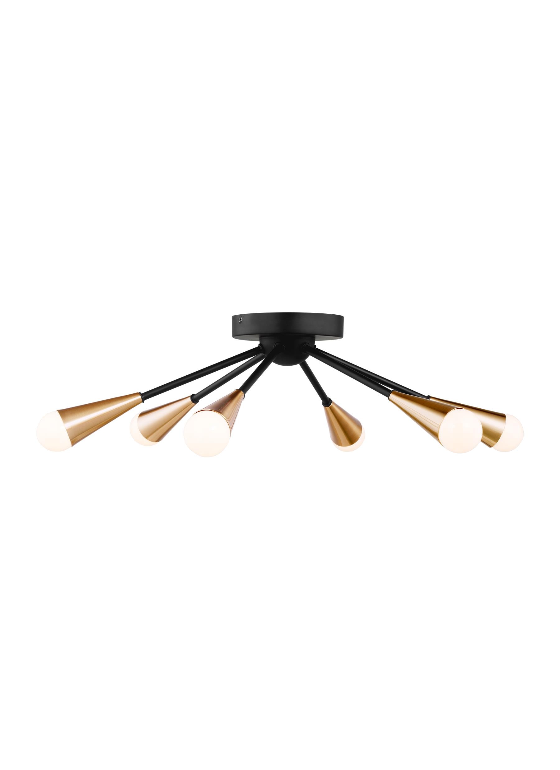 Generation Lighting 7000606-848 Clive 6 -Light 25-in Satin Brass Semi Flush Mount Light