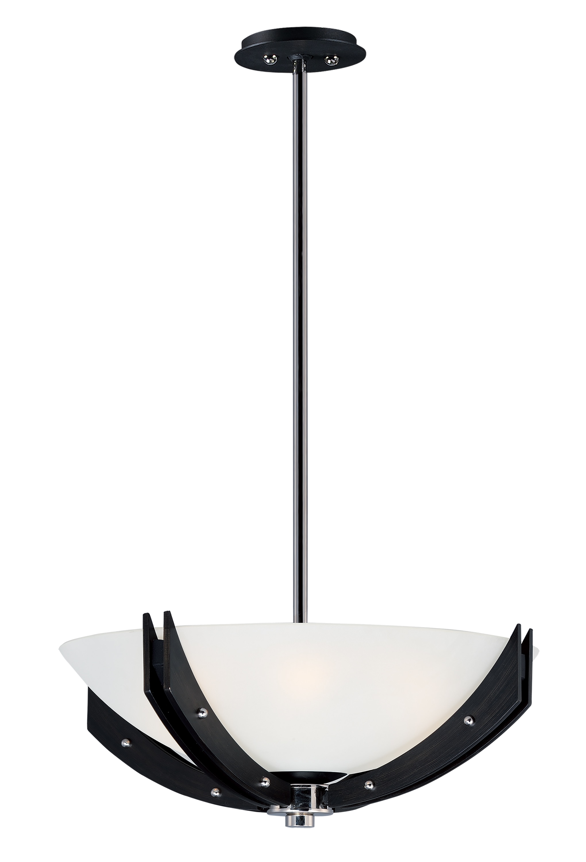Maxim Lighting 39511CLBKWE Merge 4 -Light Black/Wenge Transitional Frosted glass Bowl Medium Hanging Pendant light