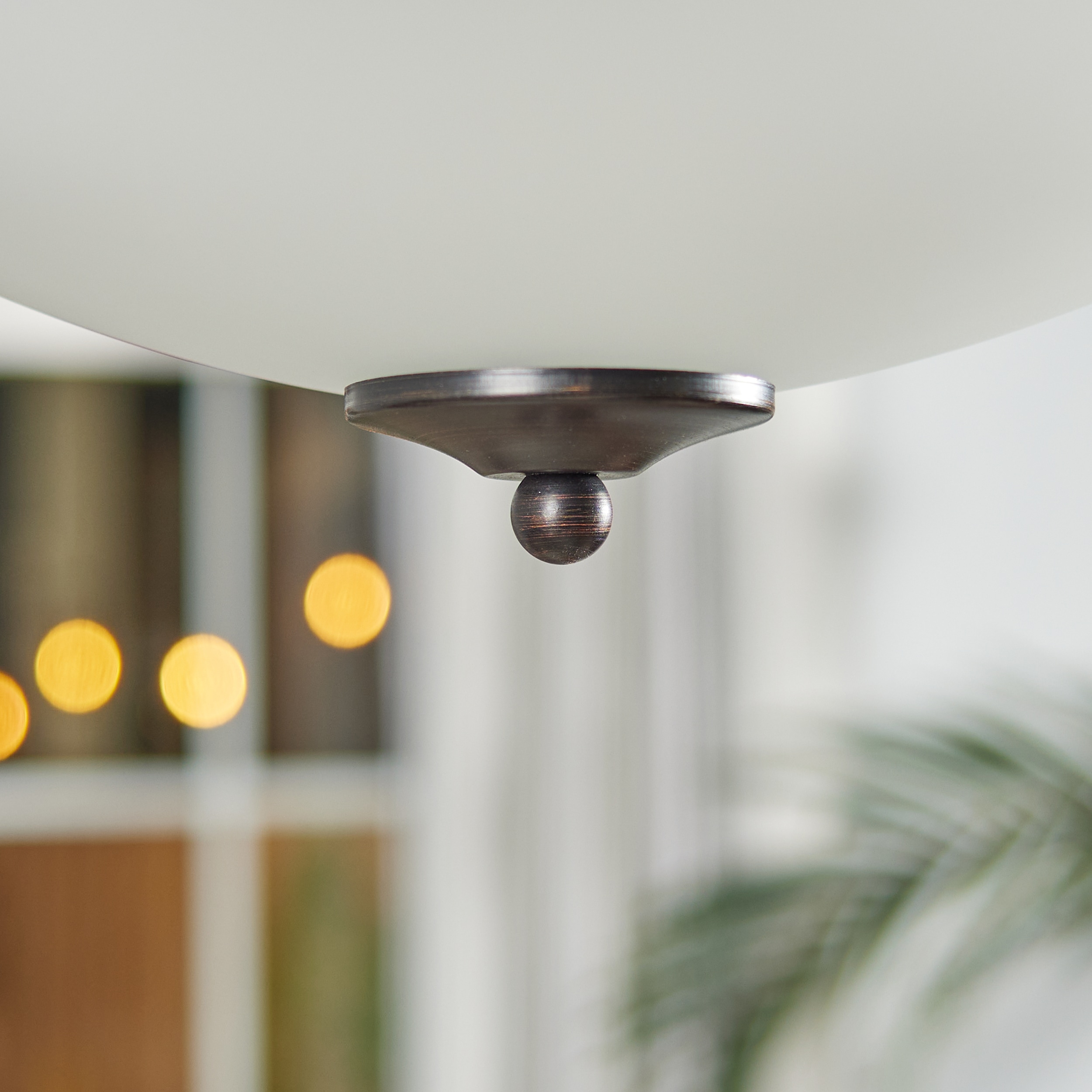 Bronze and White Glass 18" Transitional Bowl Pendant Light