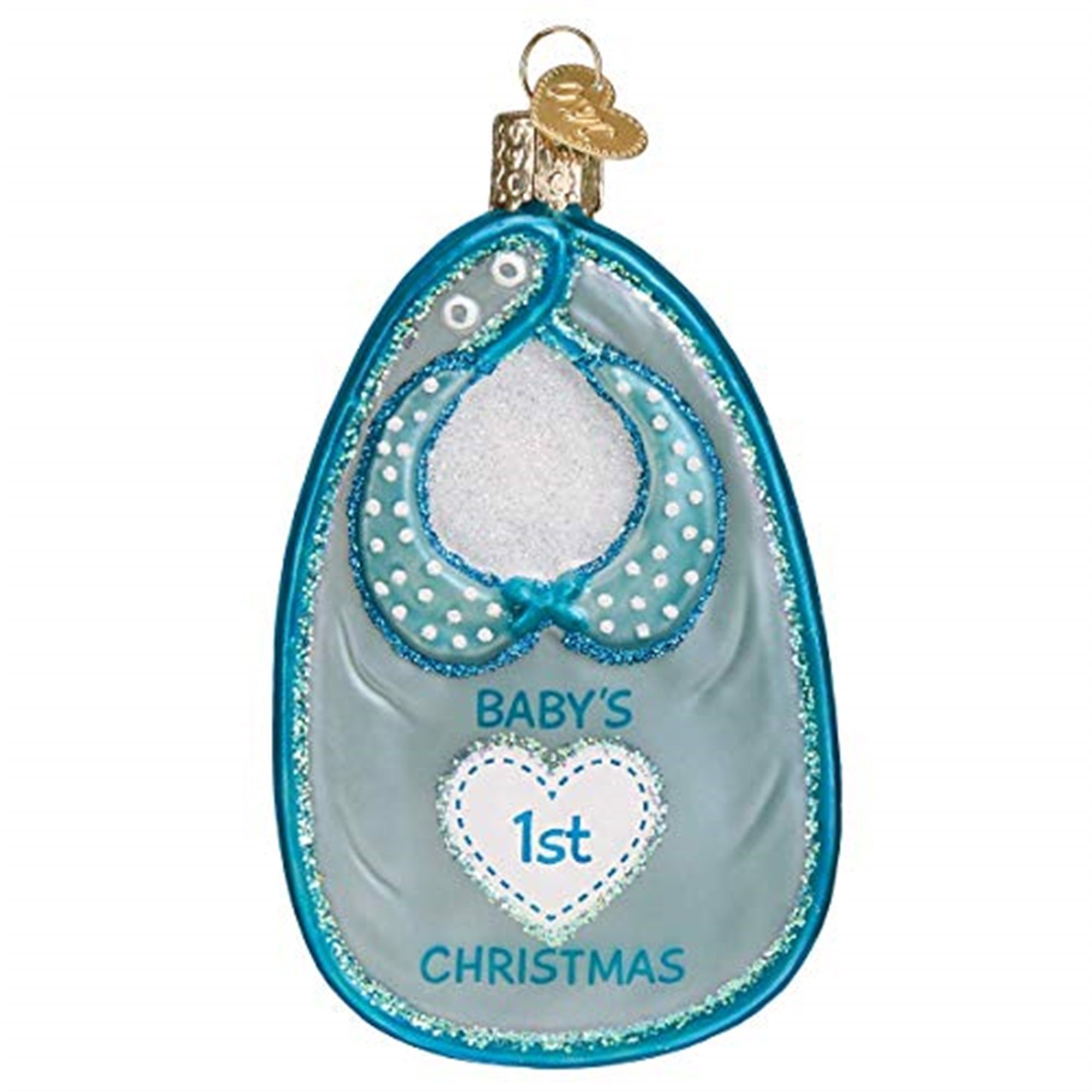 Old World Christmas 729343323859 Blown Glass Ornament for Christmas Tree - Blue Baby Bib