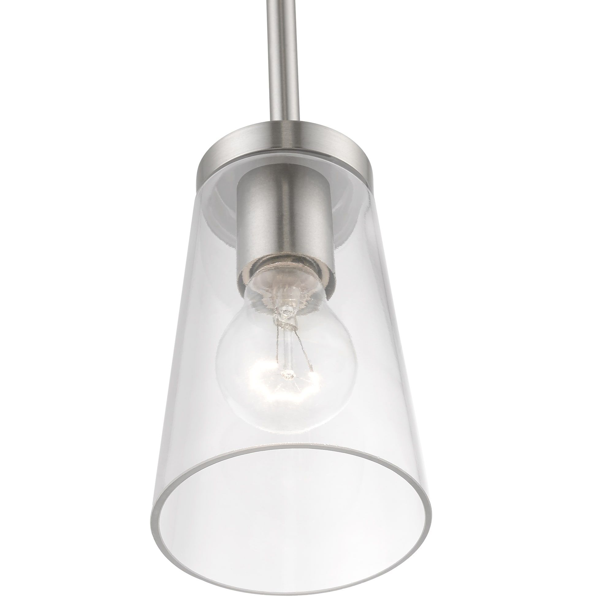 Brushed Nickel Mini Pendant with Clear Glass Shade