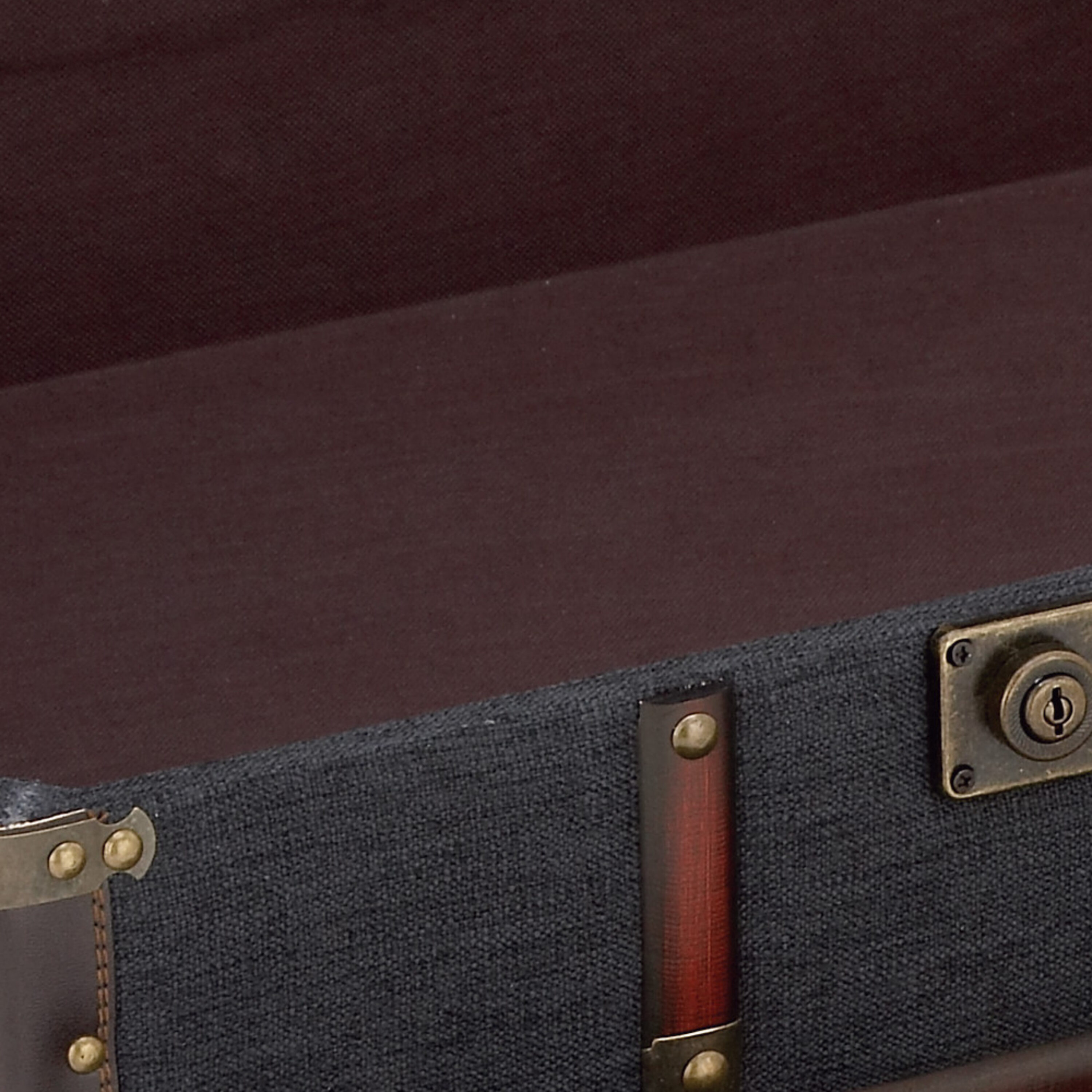 Dark Blue Linen Upholstered Trunk Coffee Table with Storage