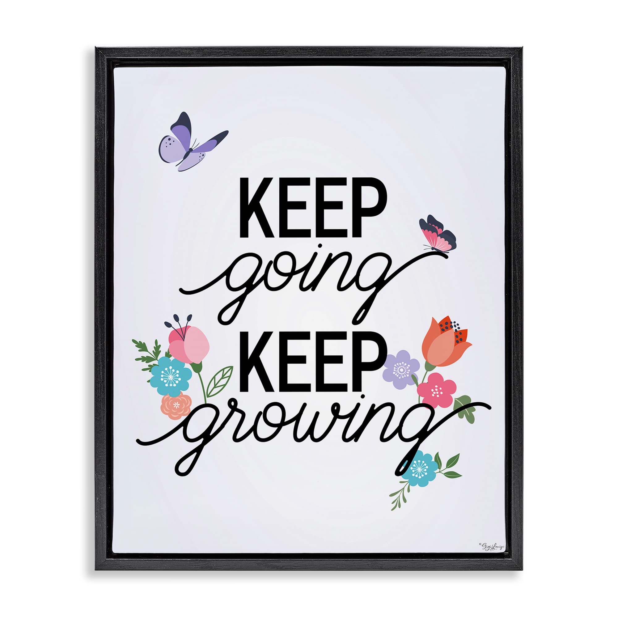 Stupell Industries BS-441-FFB-16X20 Keep Going and Growing Black Framed Floater Canvas Wall Art By Gigi Louise 17 x 21